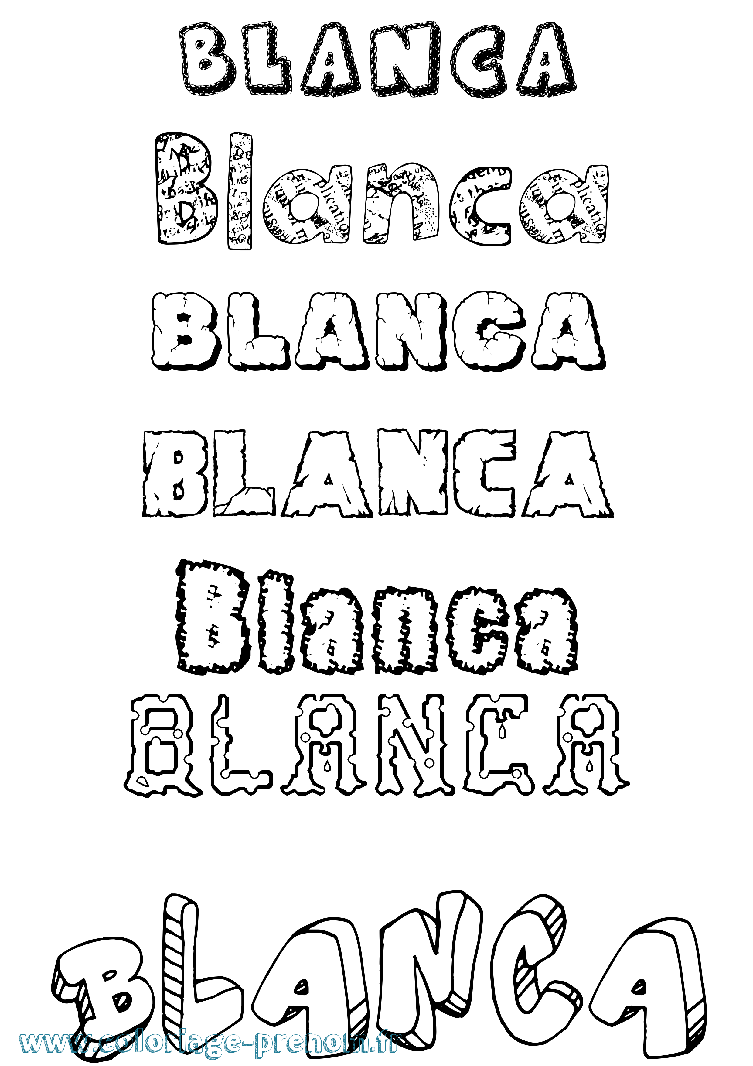 Coloriage Blanca Destructuré Coloriage prénom Blanca Destructuré