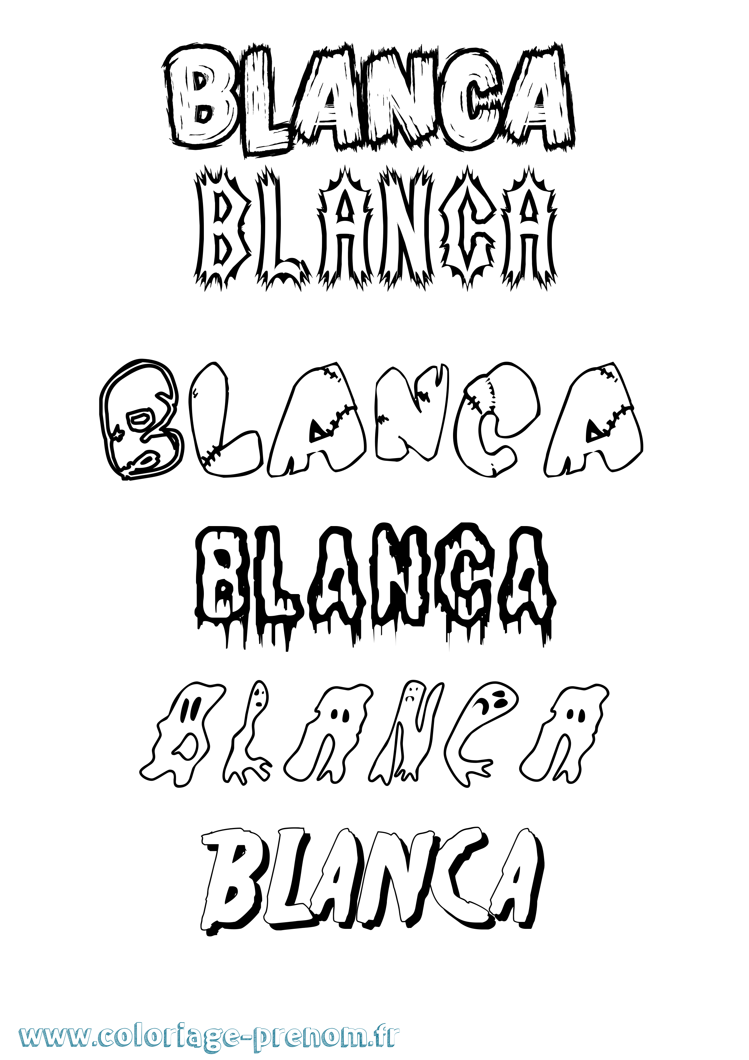 Coloriage Blanca Frisson Coloriage prénom Blanca Frisson