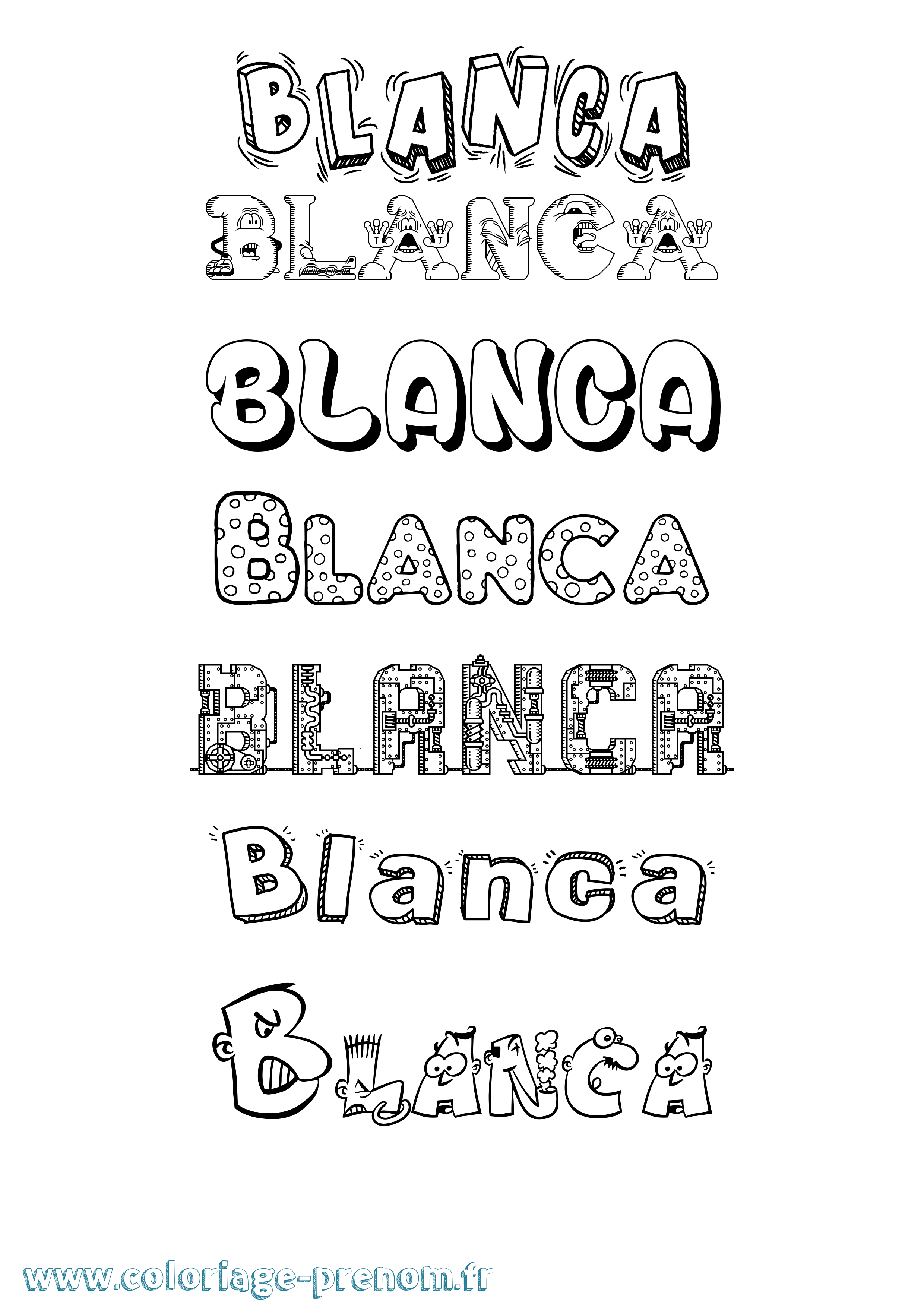 Coloriage Blanca Fun Coloriage prénom Blanca Fun