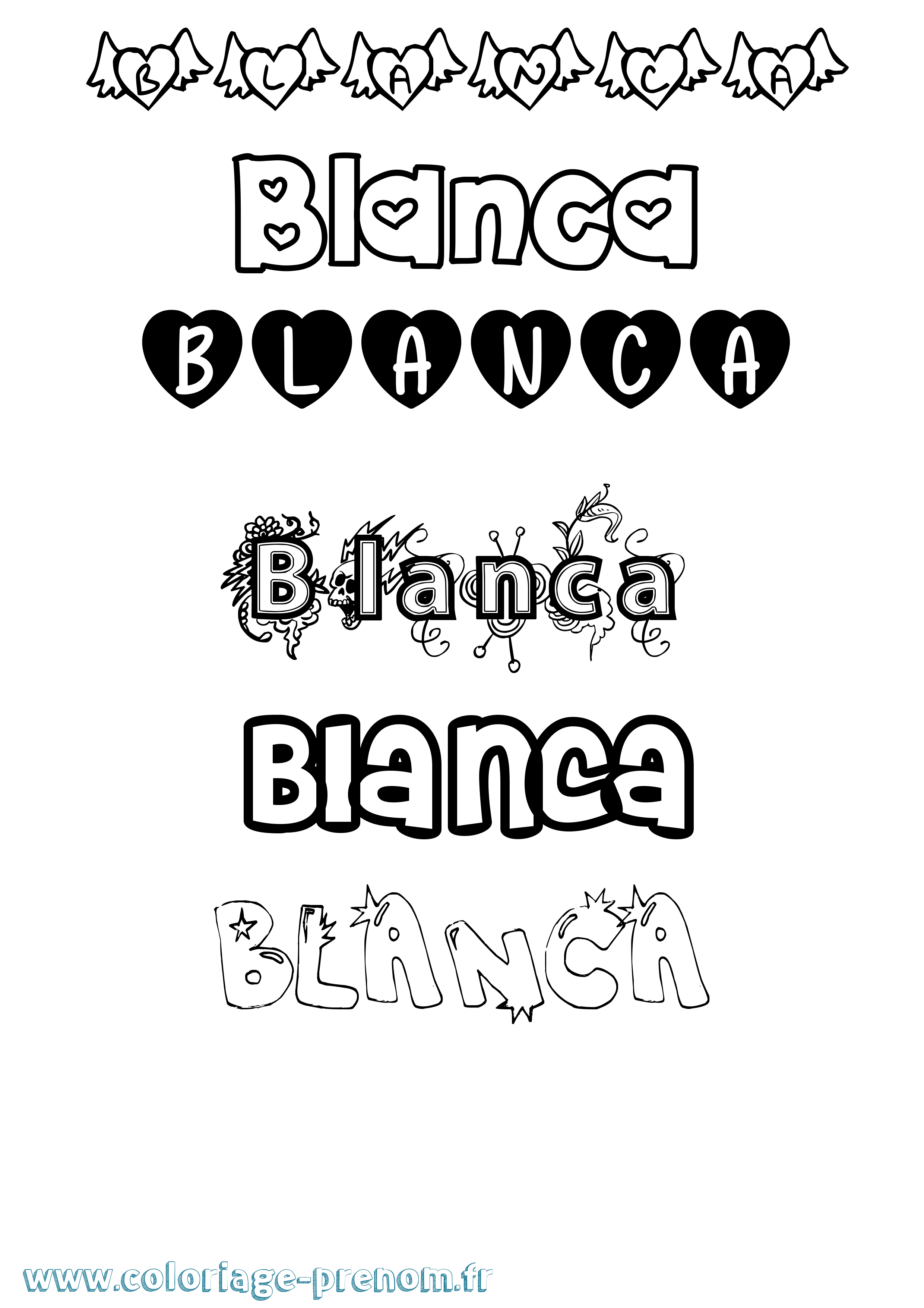 Coloriage Blanca Girly Coloriage prénom Blanca Girly