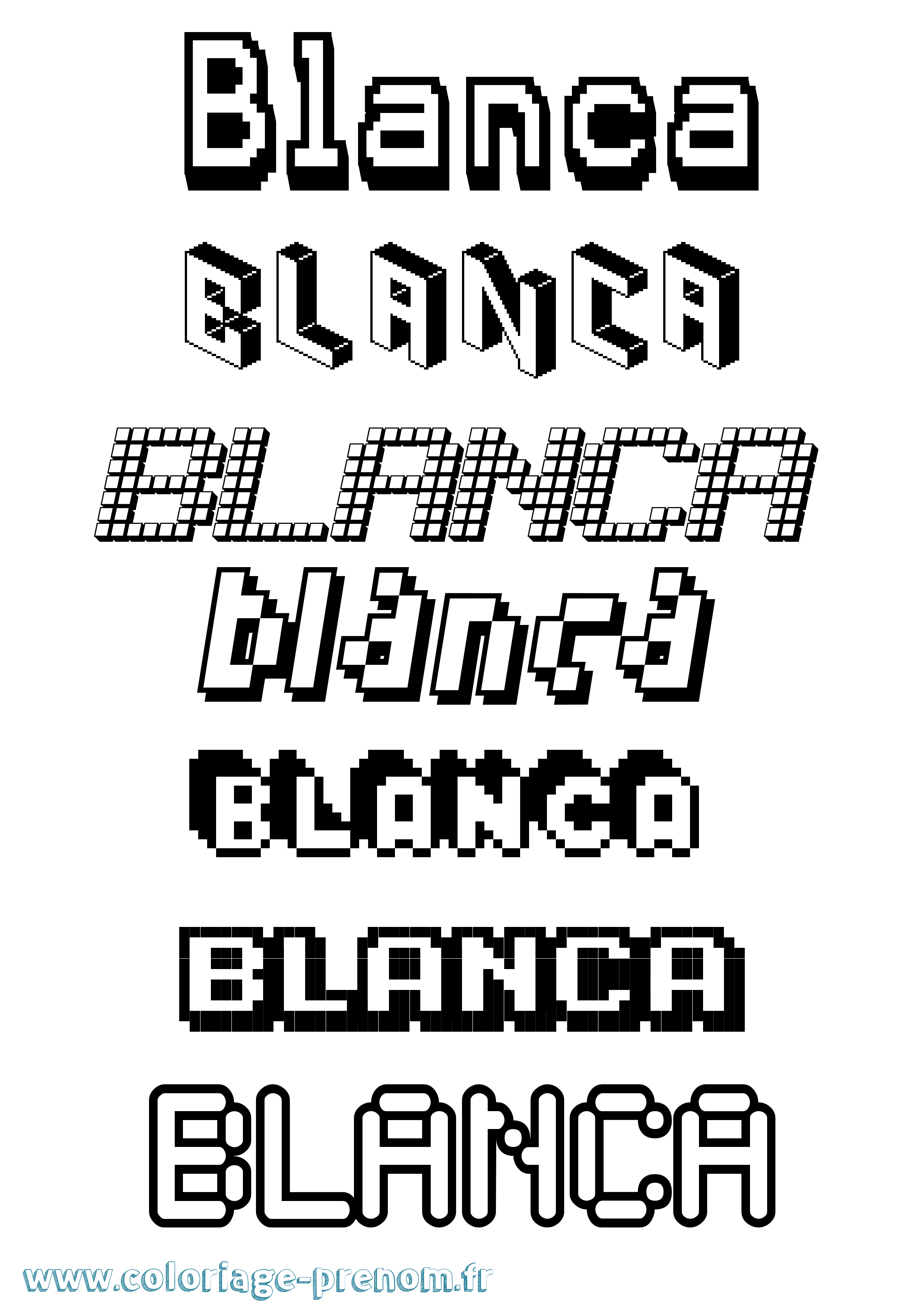 Coloriage Blanca Pixel Coloriage prénom Blanca Pixel