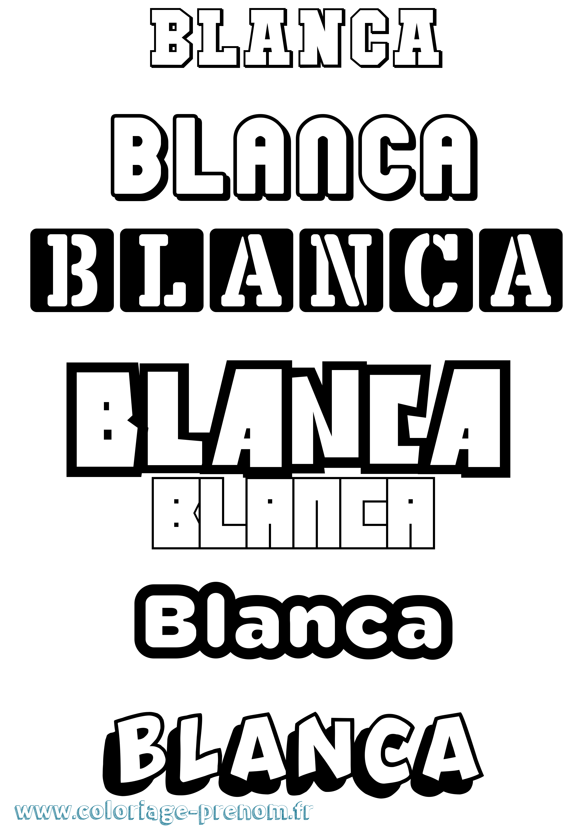 Coloriage Blanca Simple Coloriage prénom Blanca Simple