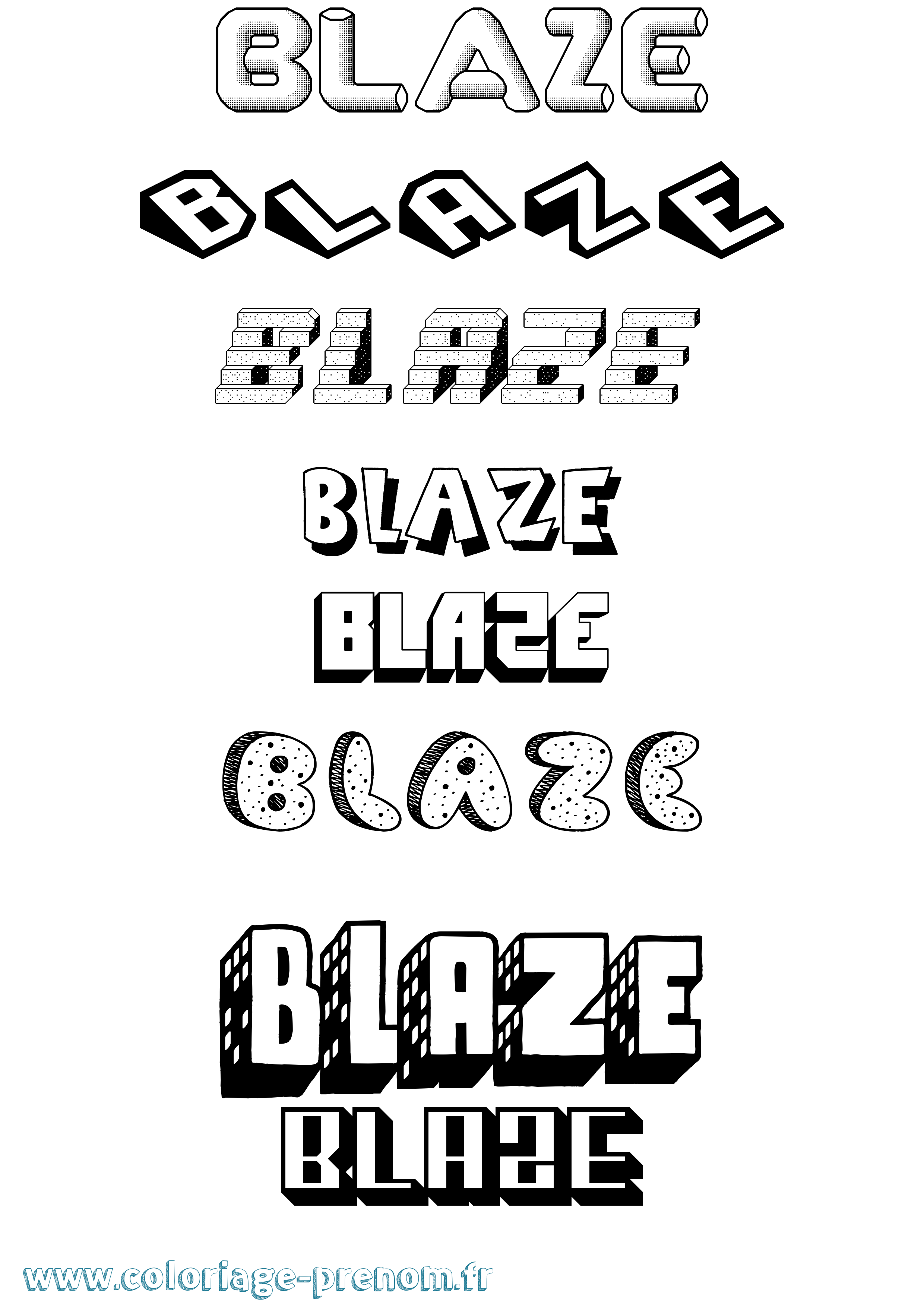 Coloriage Blaze Effet 3D Coloriage prénom Blaze Effet 3D