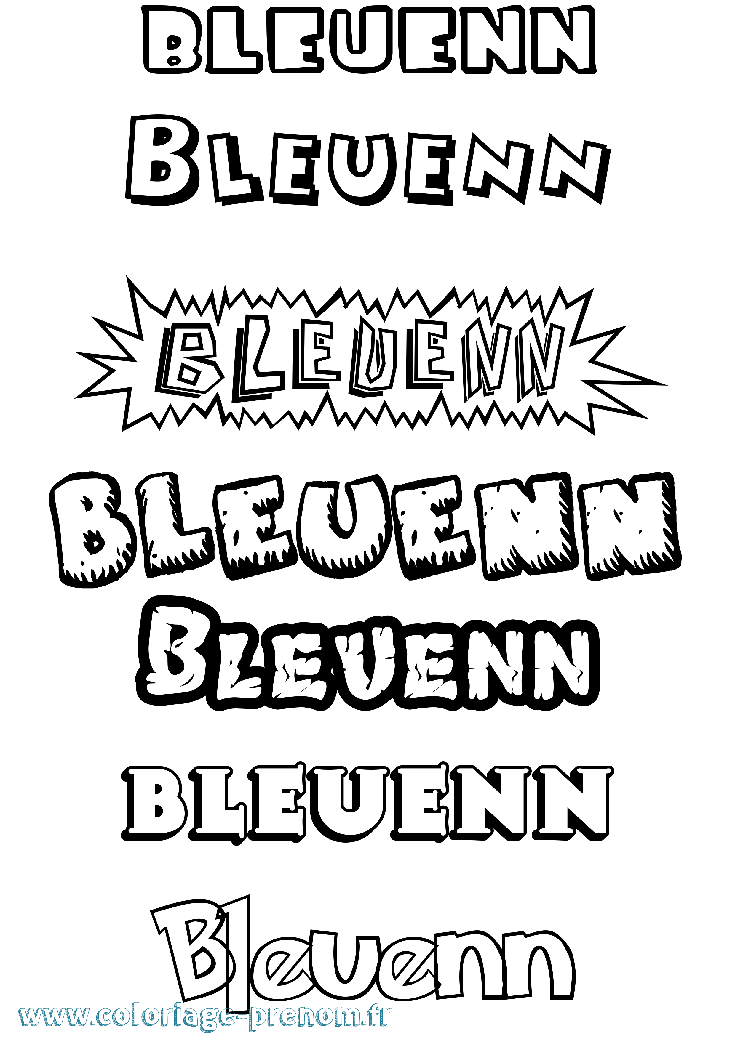 Coloriage Bleuenn Dessin Animé Coloriage prénom Bleuenn Dessin Animé