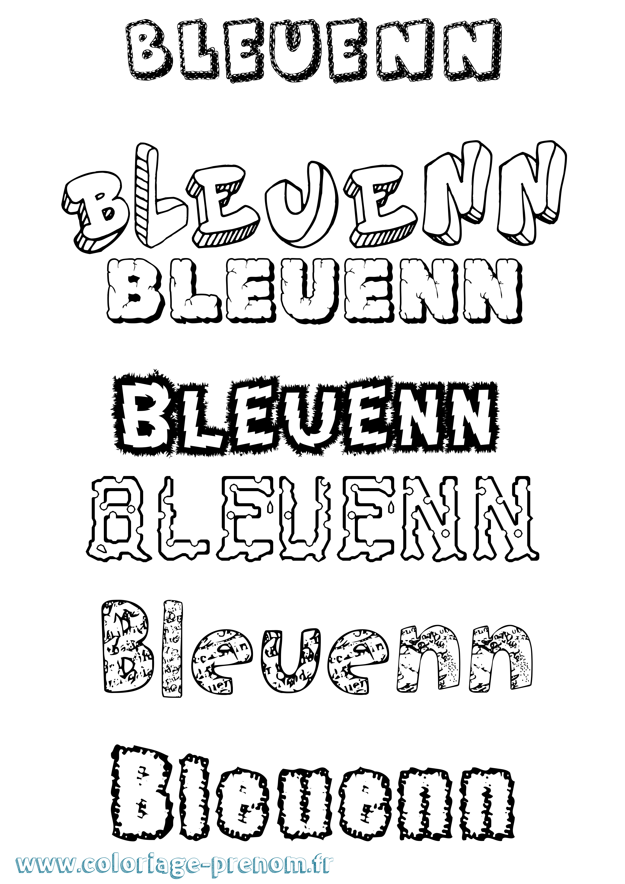 Coloriage Bleuenn Destructuré Coloriage prénom Bleuenn Destructuré