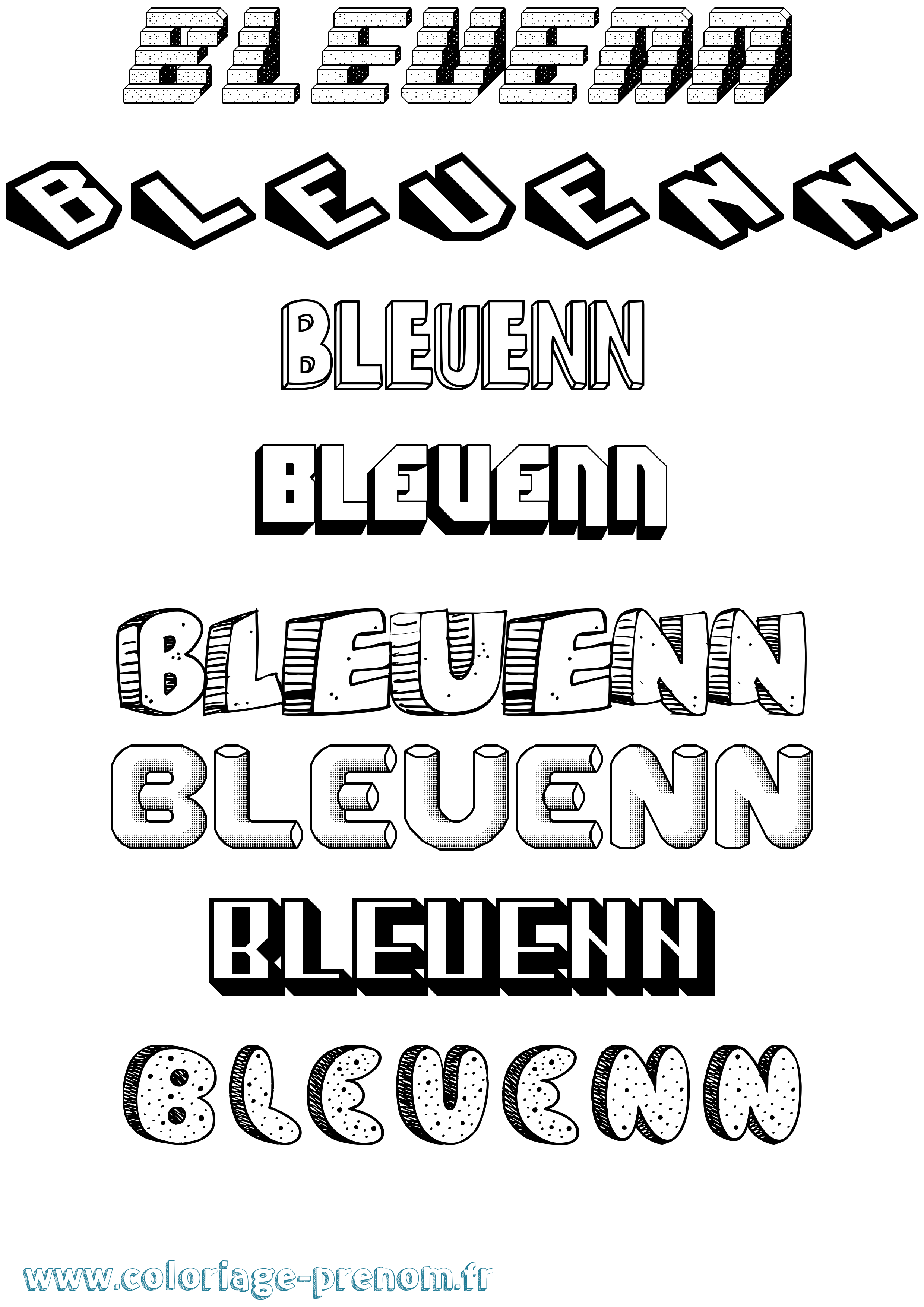 Coloriage Bleuenn Effet 3D Coloriage prénom Bleuenn Effet 3D