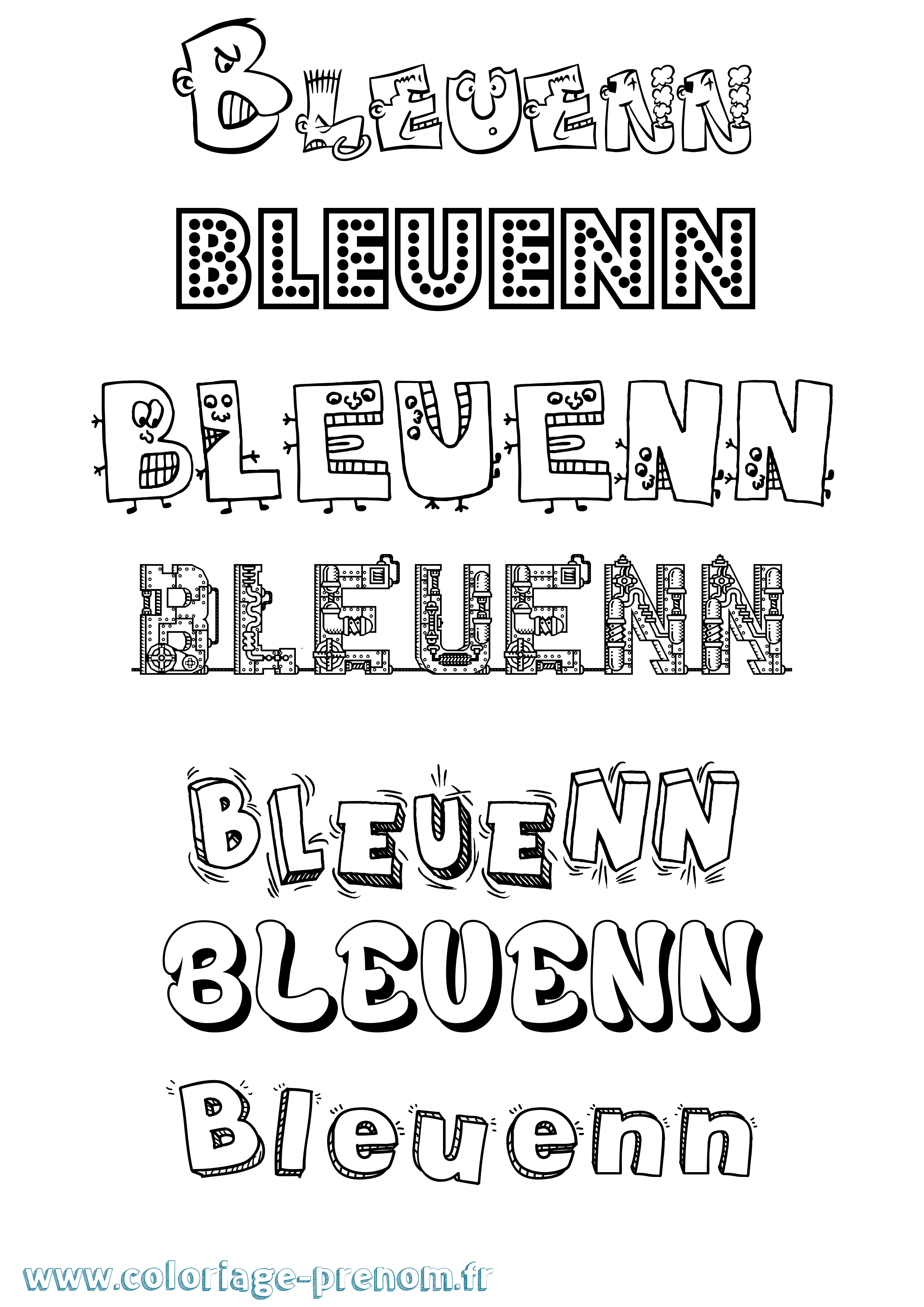 Coloriage Bleuenn Fun Coloriage prénom Bleuenn Fun