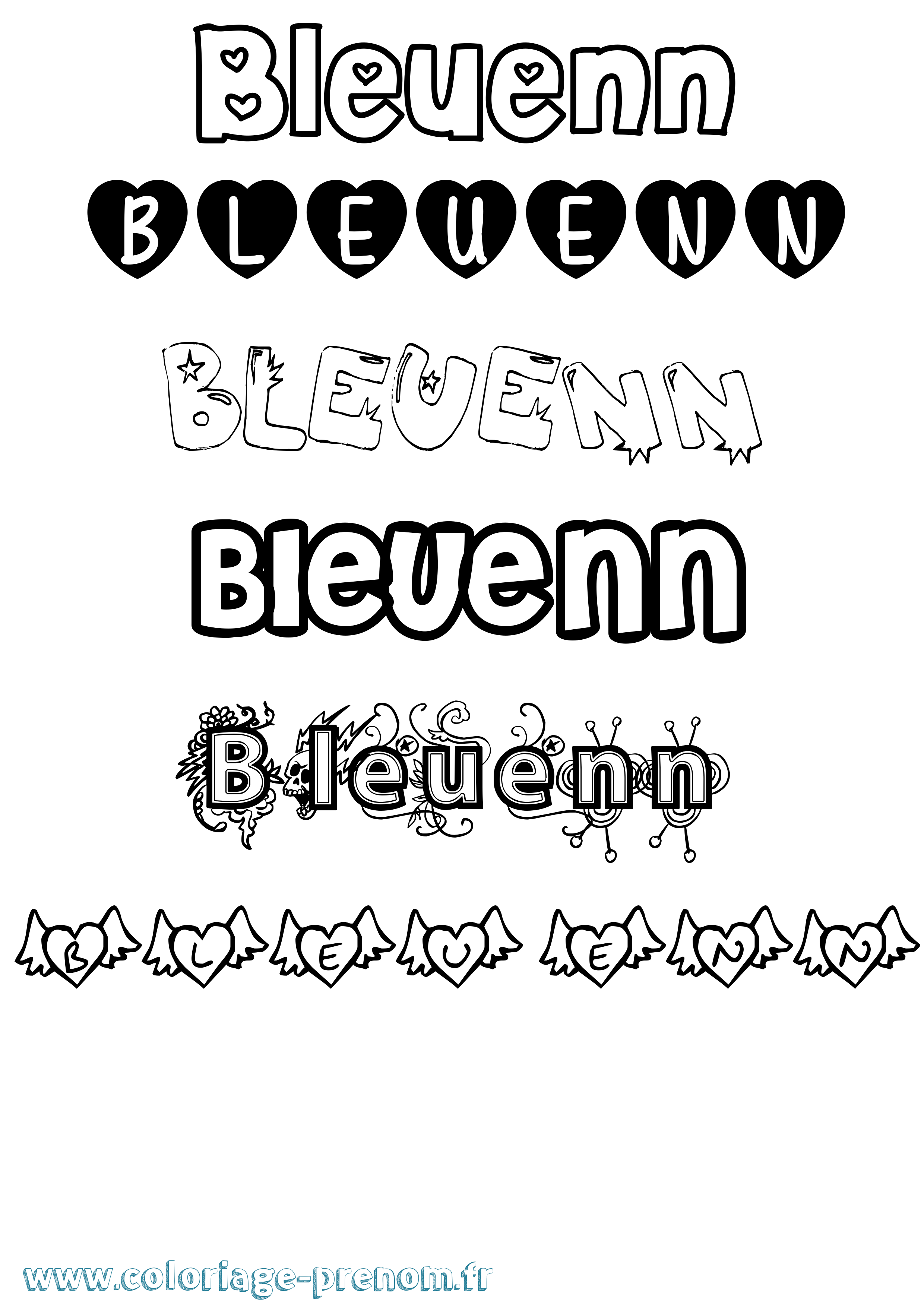 Coloriage Bleuenn Girly Coloriage prénom Bleuenn Girly