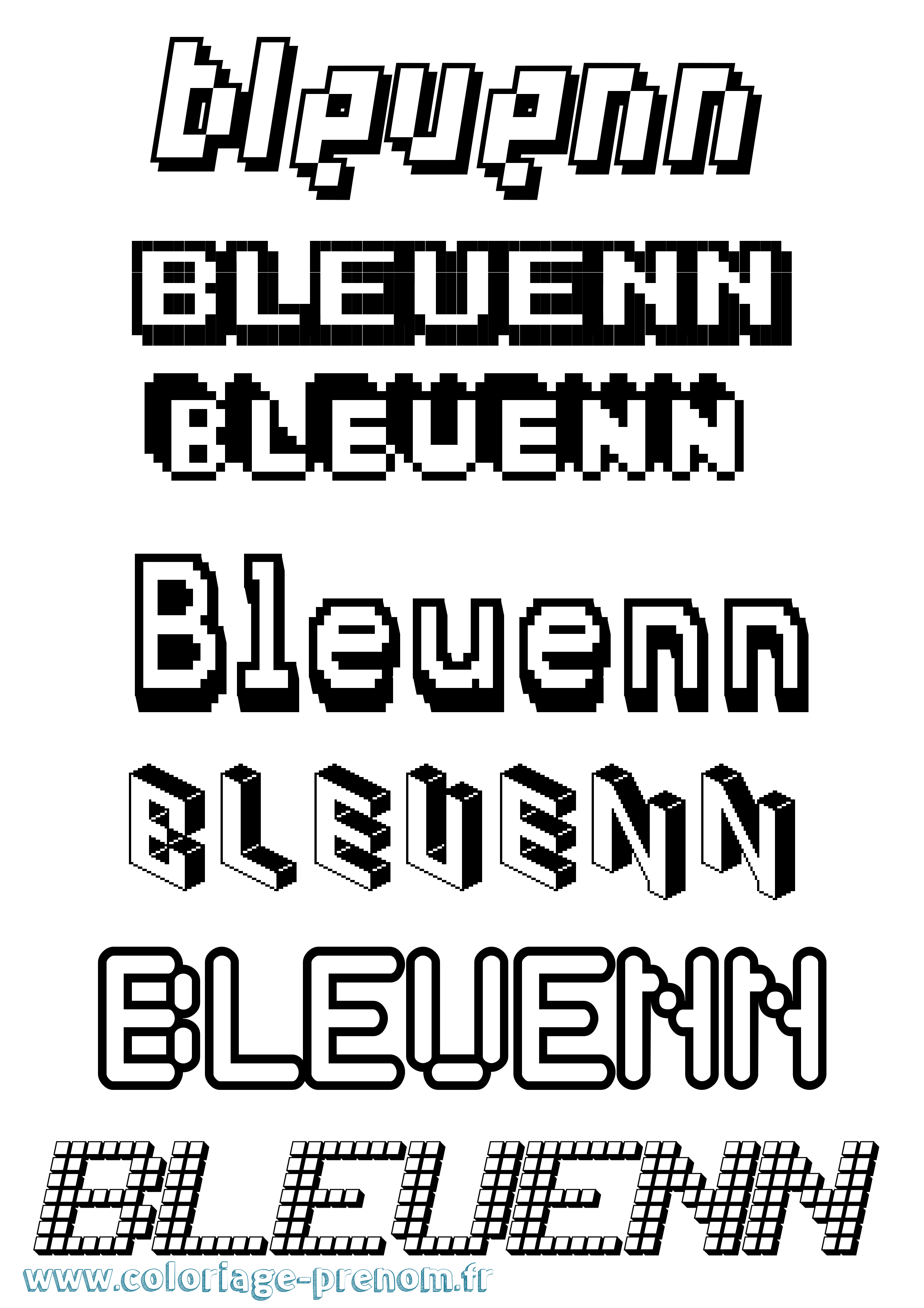 Coloriage Bleuenn Pixel Coloriage prénom Bleuenn Pixel