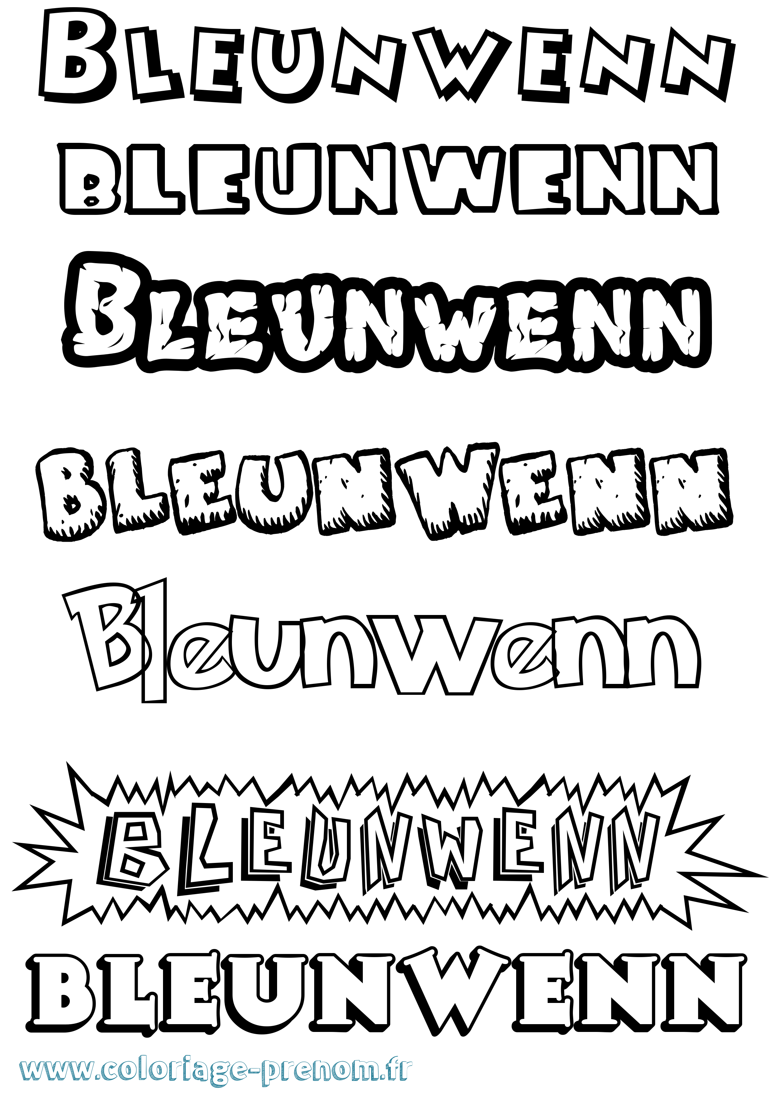 Coloriage Bleunwenn Dessin Animé Coloriage prénom Bleunwenn Dessin Animé