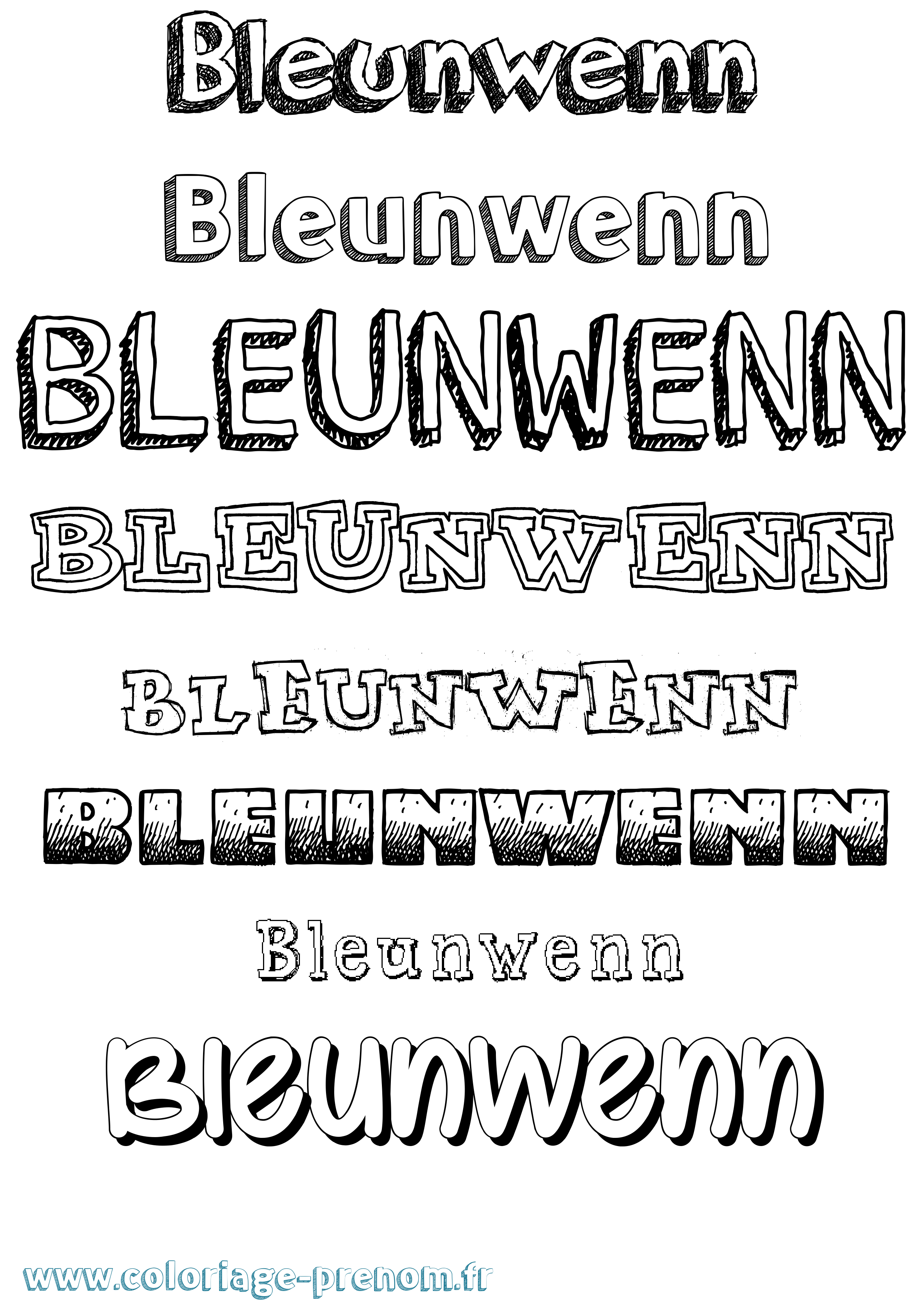 Coloriage Bleunwenn Dessiné Coloriage prénom Bleunwenn Dessiné