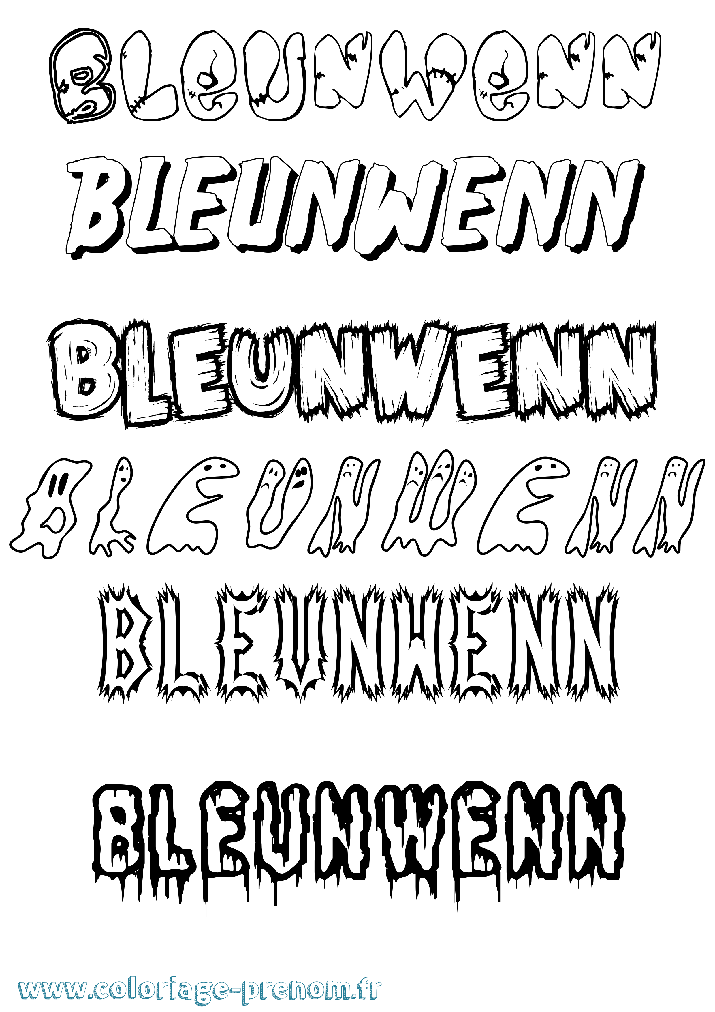 Coloriage Bleunwenn Frisson Coloriage prénom Bleunwenn Frisson