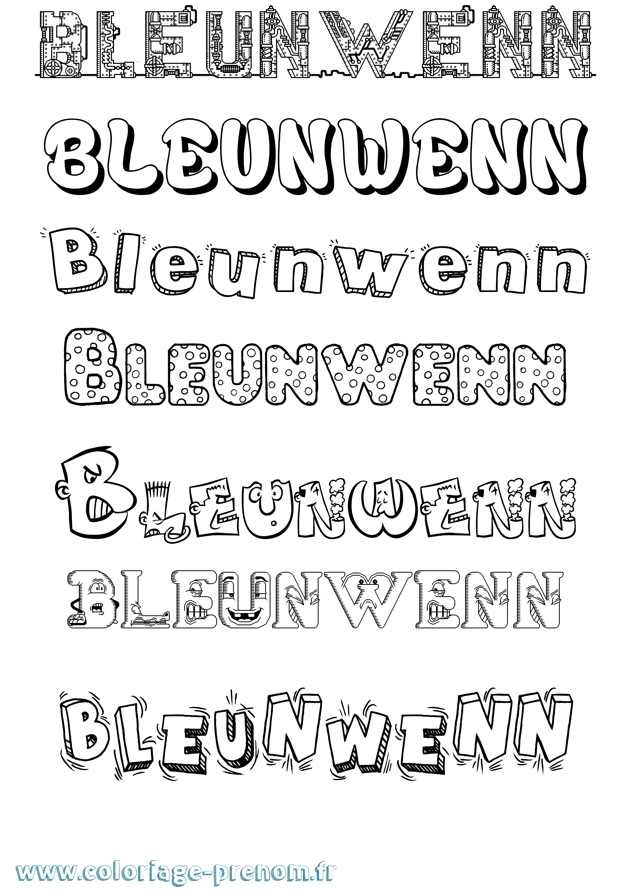 Coloriage Bleunwenn Fun Coloriage prénom Bleunwenn Fun