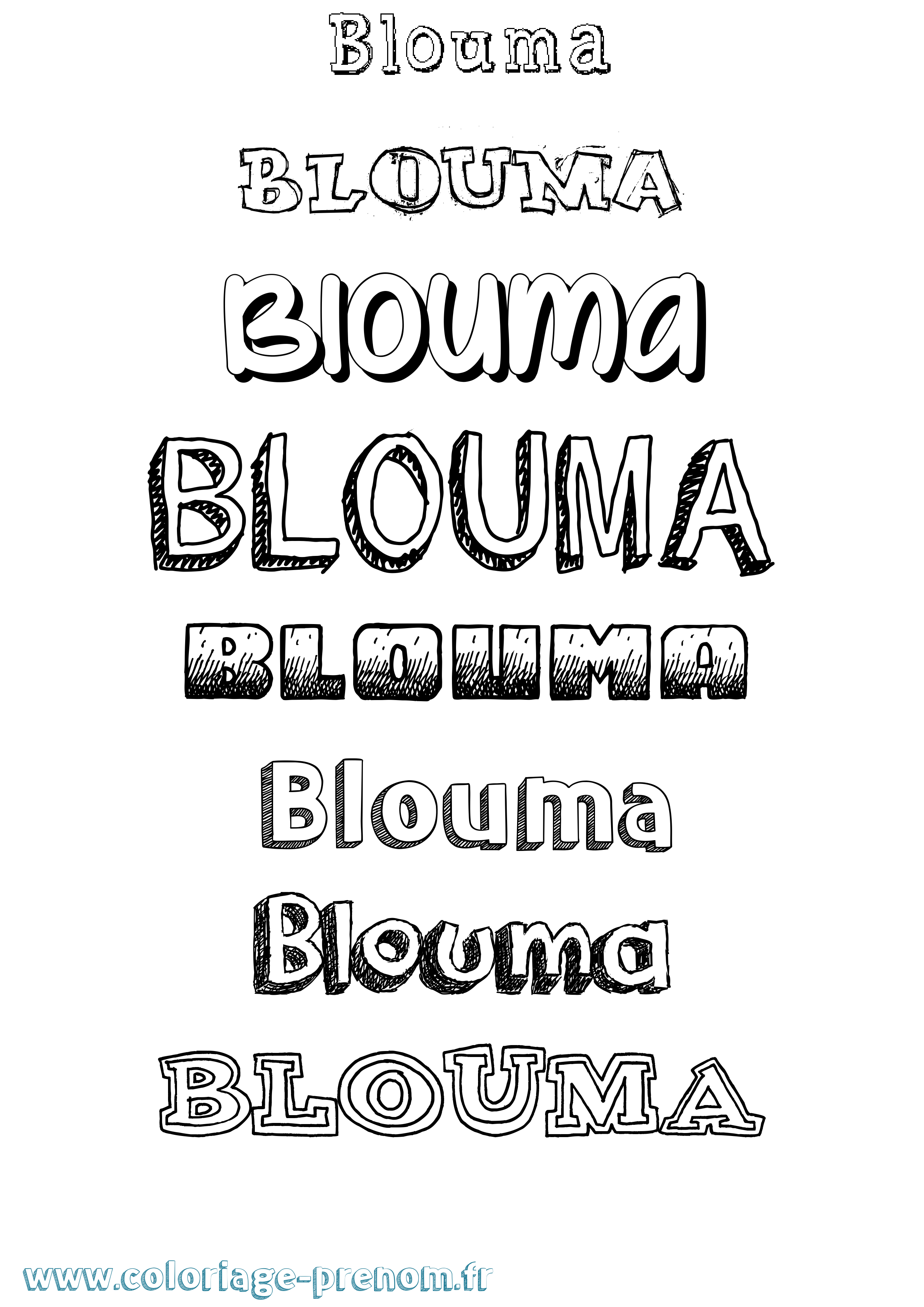 Coloriage Blouma Dessiné Coloriage prénom Blouma Dessiné