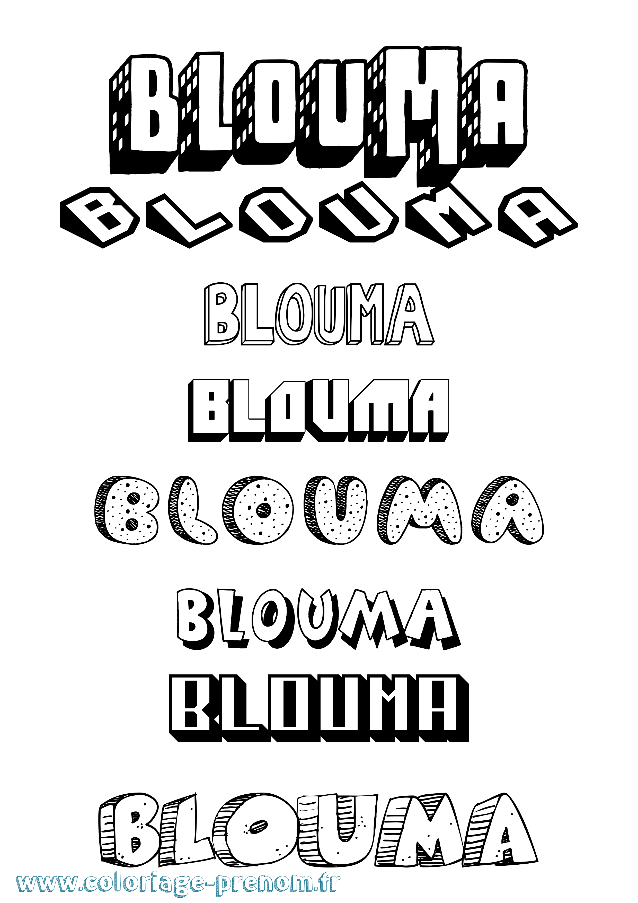 Coloriage Blouma Effet 3D Coloriage prénom Blouma Effet 3D
