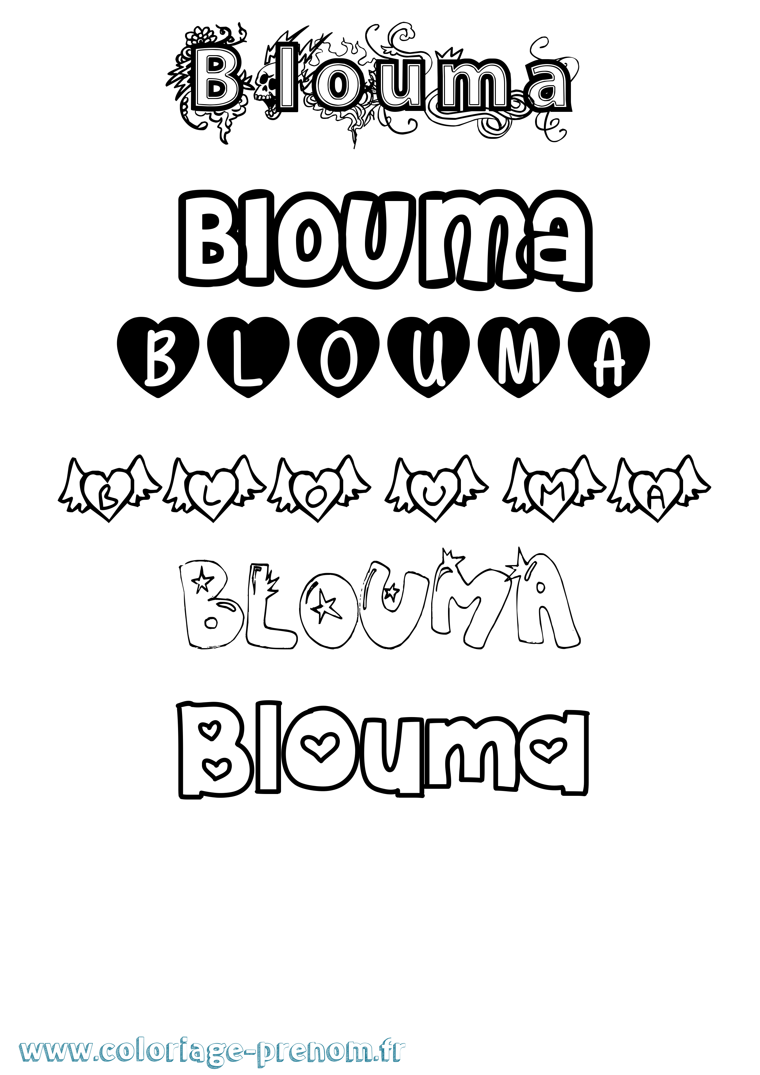 Coloriage Blouma Girly Coloriage prénom Blouma Girly