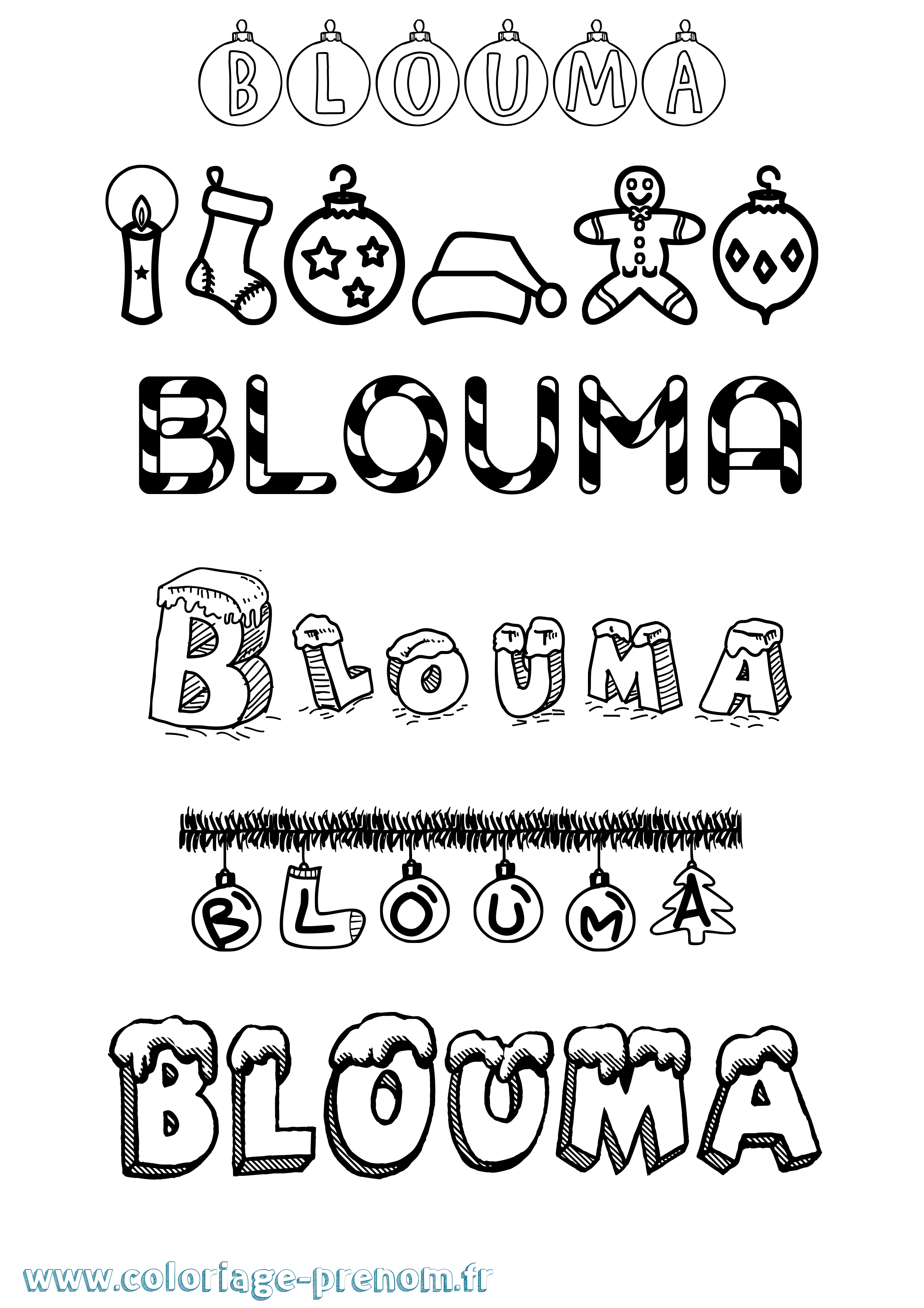 Coloriage Blouma Noël Coloriage prénom Blouma Noël