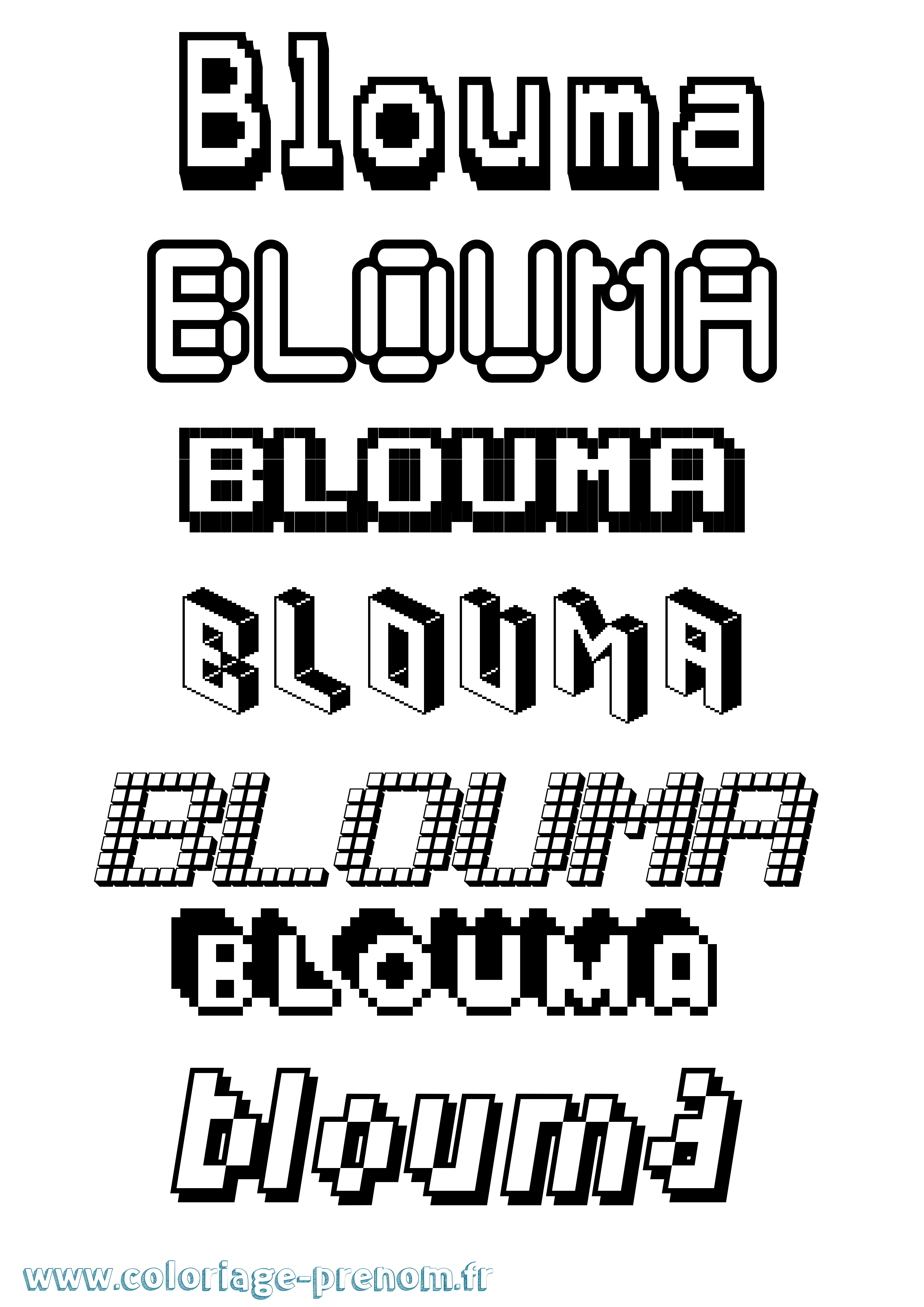 Coloriage Blouma Pixel Coloriage prénom Blouma Pixel