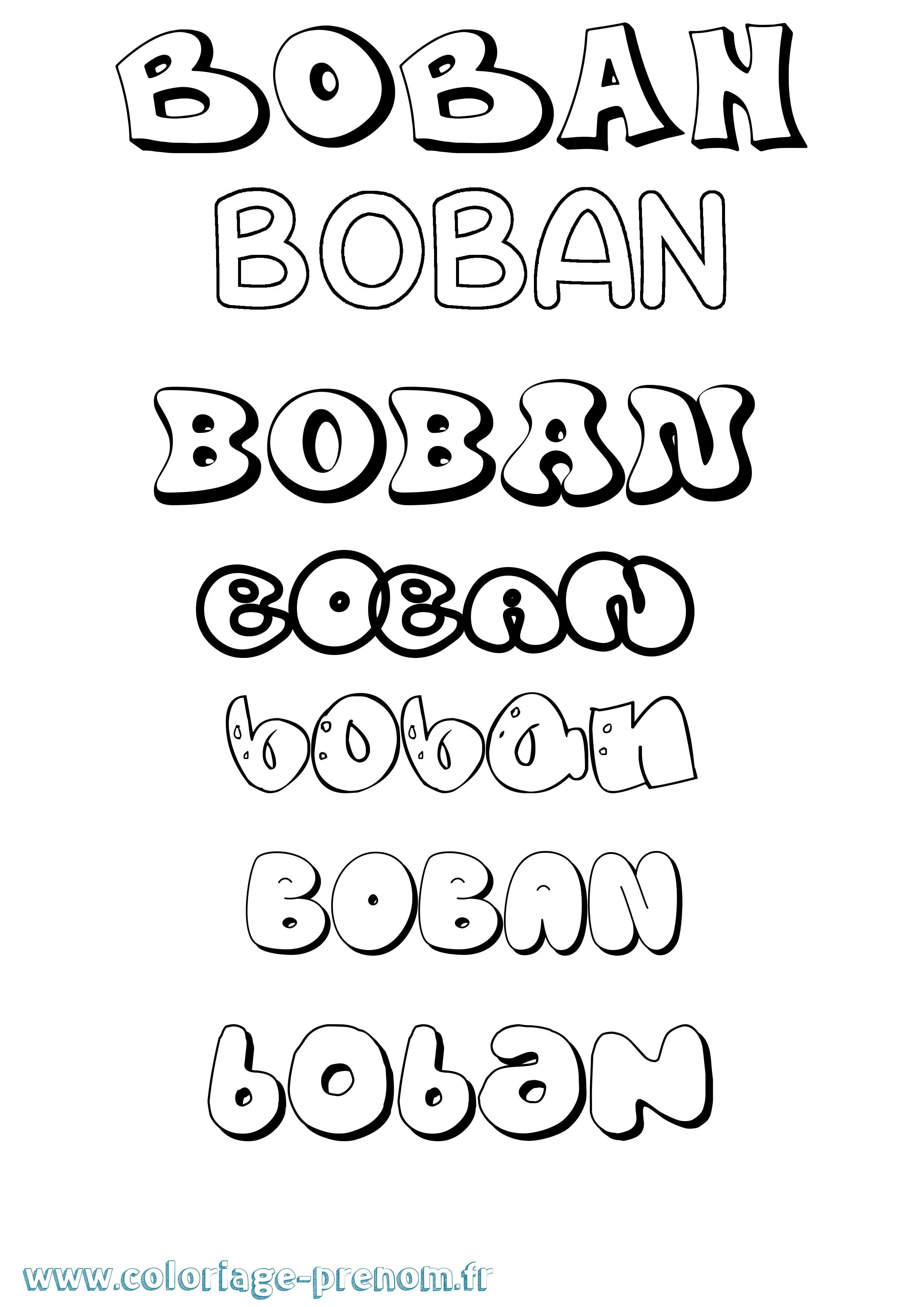 Coloriage Boban Bubble Coloriage prénom Boban Bubble