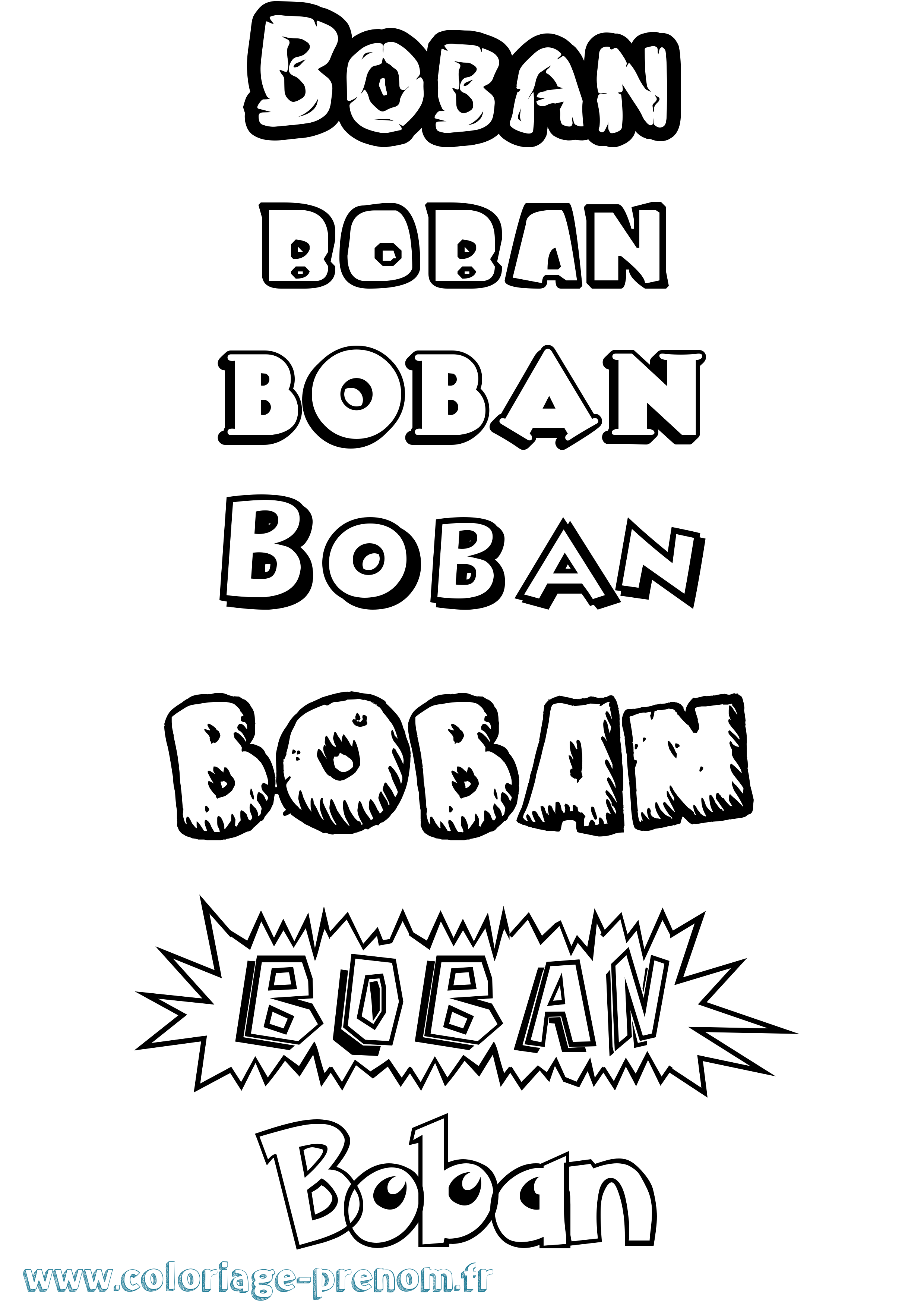 Coloriage Boban Dessin Animé Coloriage prénom Boban Dessin Animé