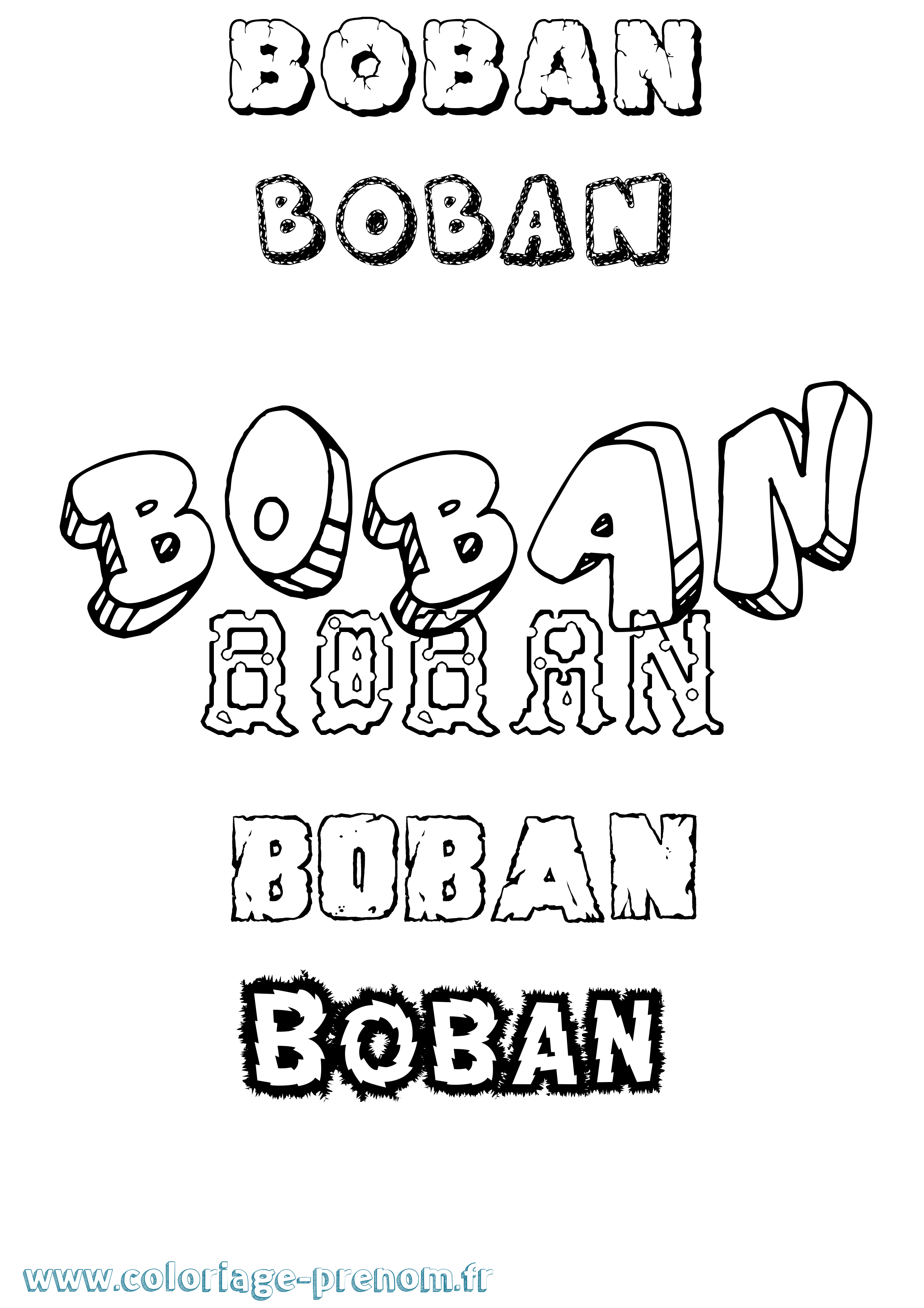 Coloriage Boban Destructuré Coloriage prénom Boban Destructuré