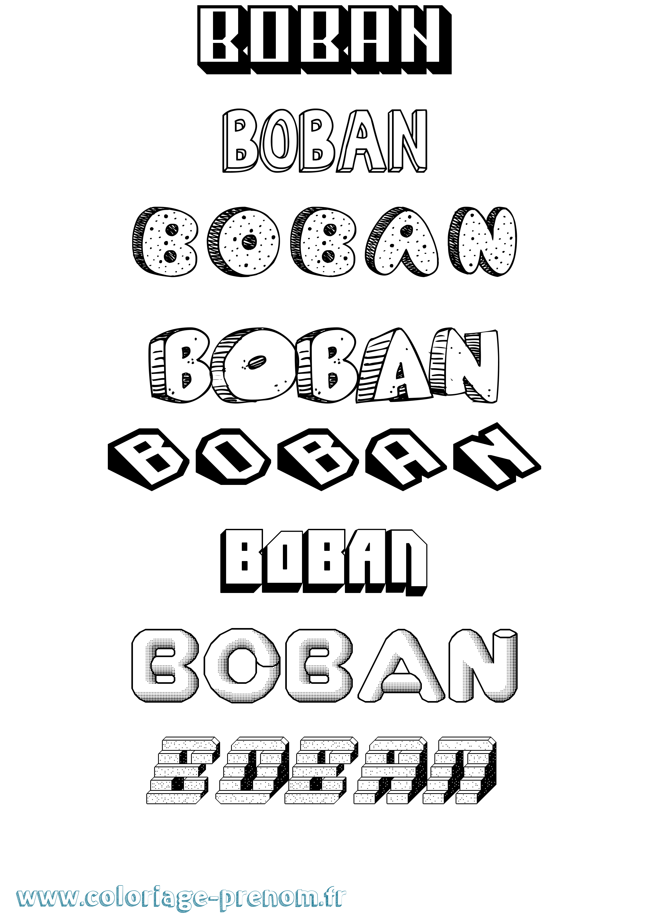 Coloriage Boban Effet 3D Coloriage prénom Boban Effet 3D