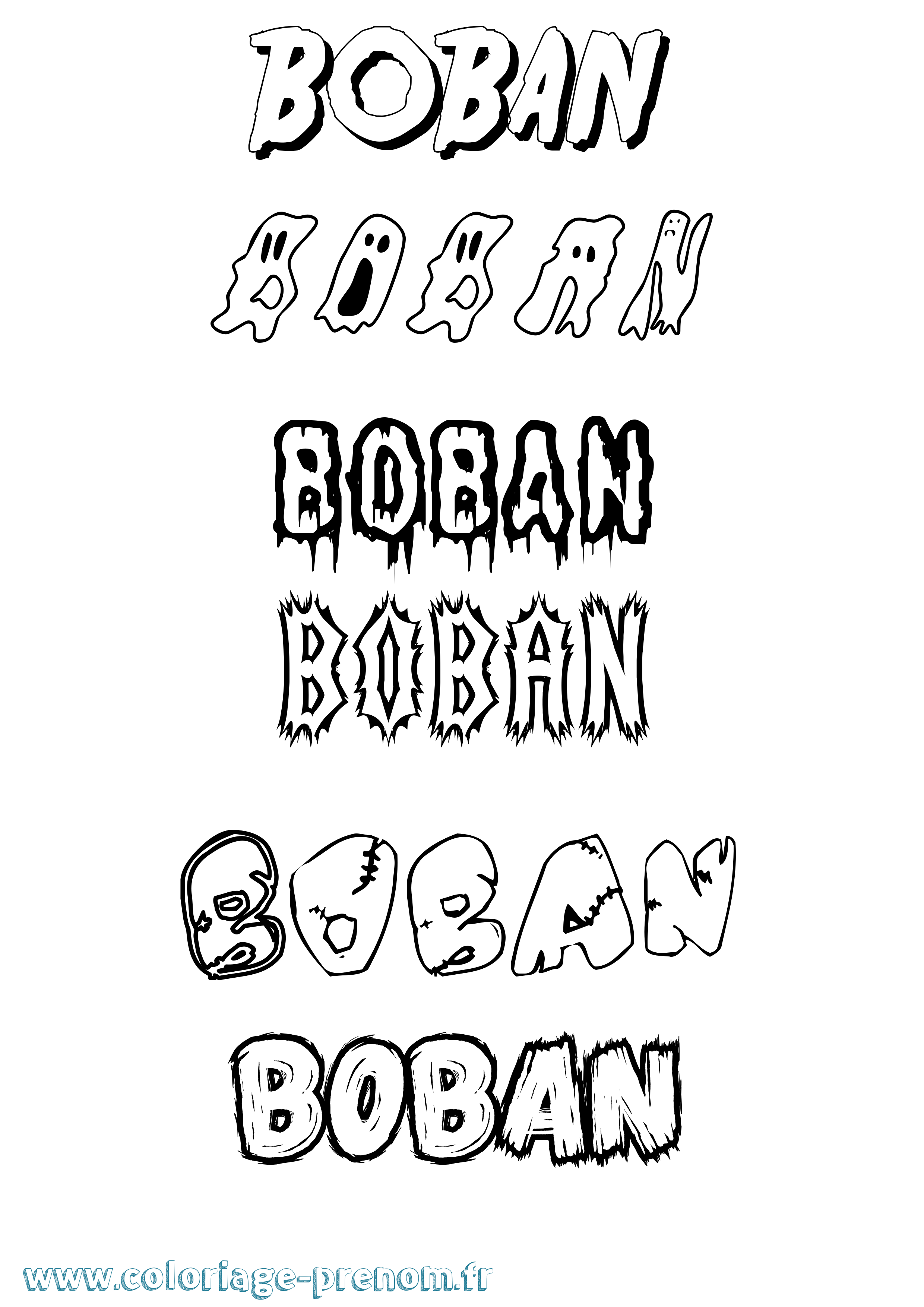 Coloriage Boban Frisson Coloriage prénom Boban Frisson