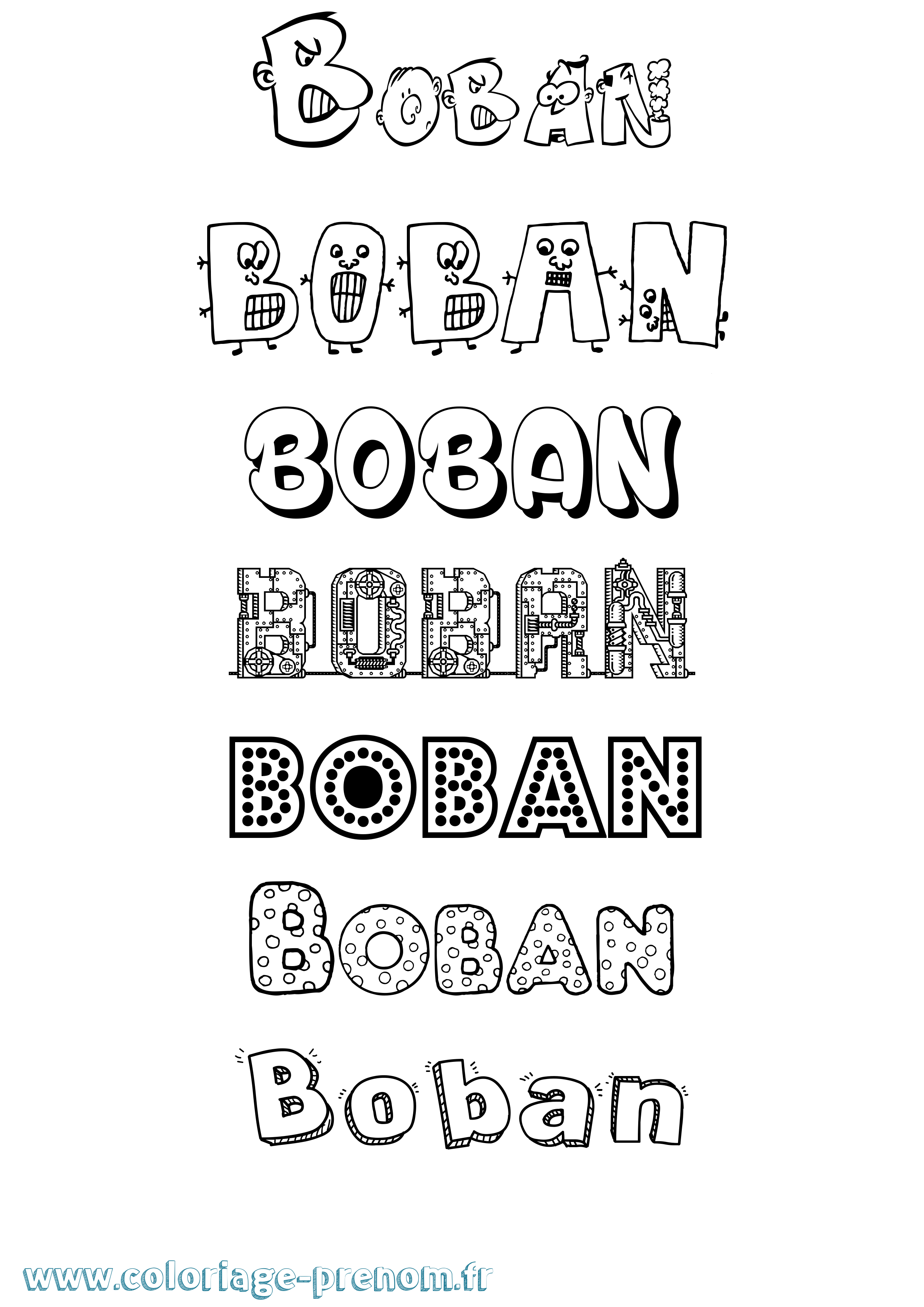 Coloriage Boban Fun Coloriage prénom Boban Fun