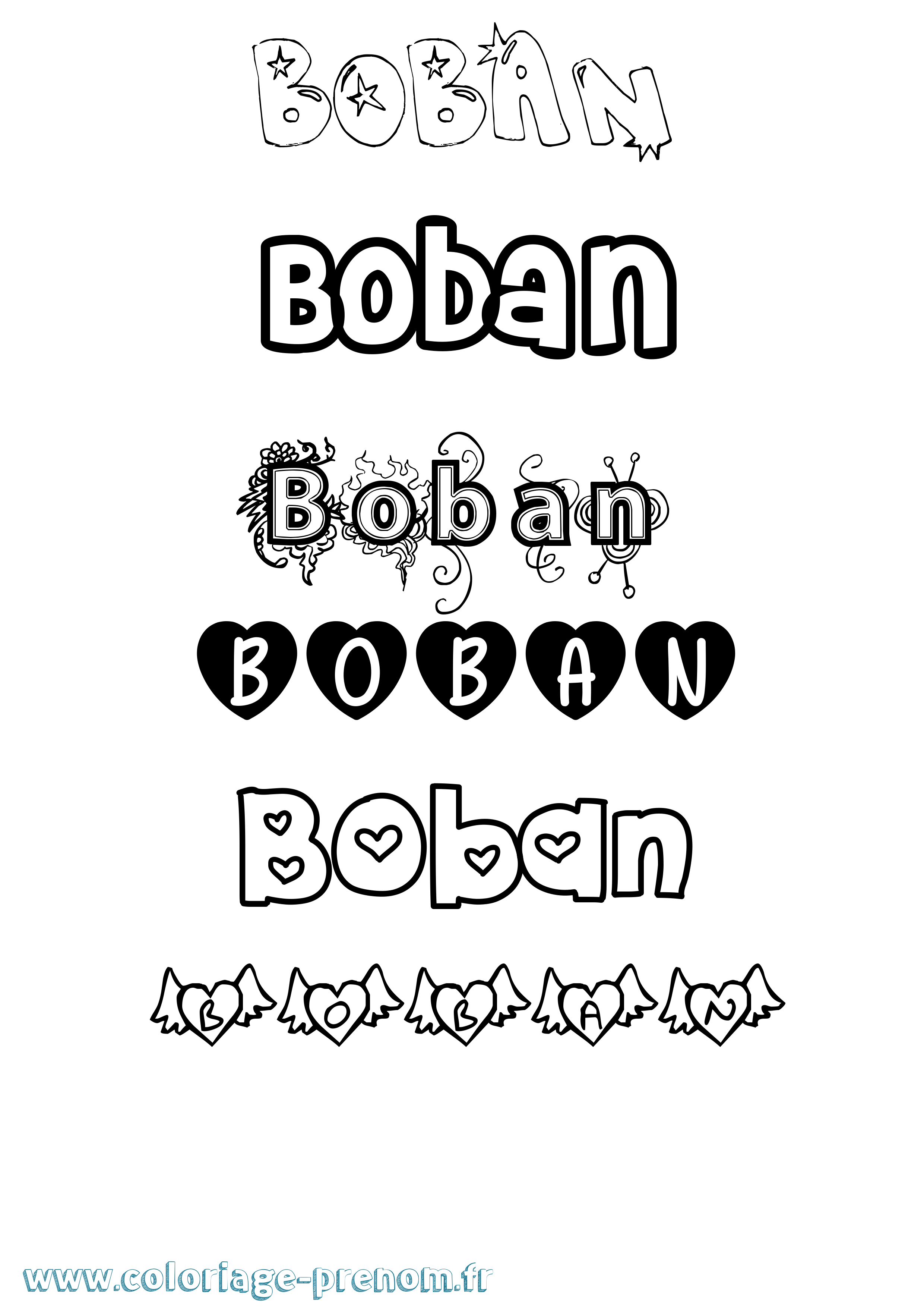 Coloriage Boban Girly Coloriage prénom Boban Girly