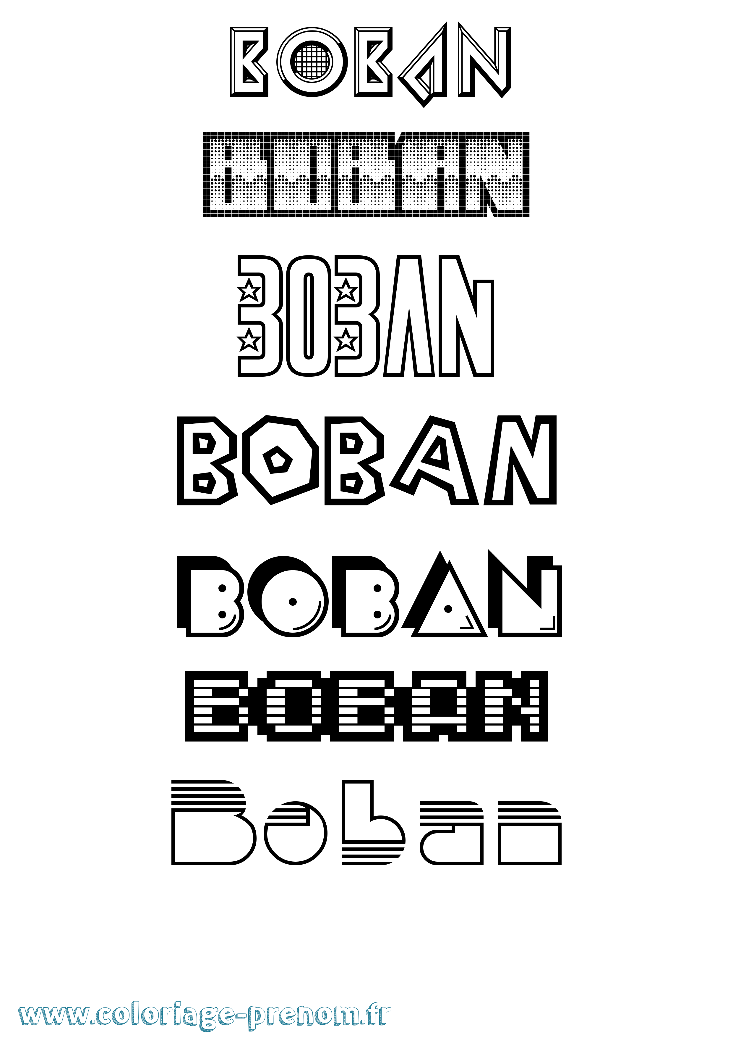 Coloriage Boban Jeux Vidéos Coloriage prénom Boban Jeux Vidéos