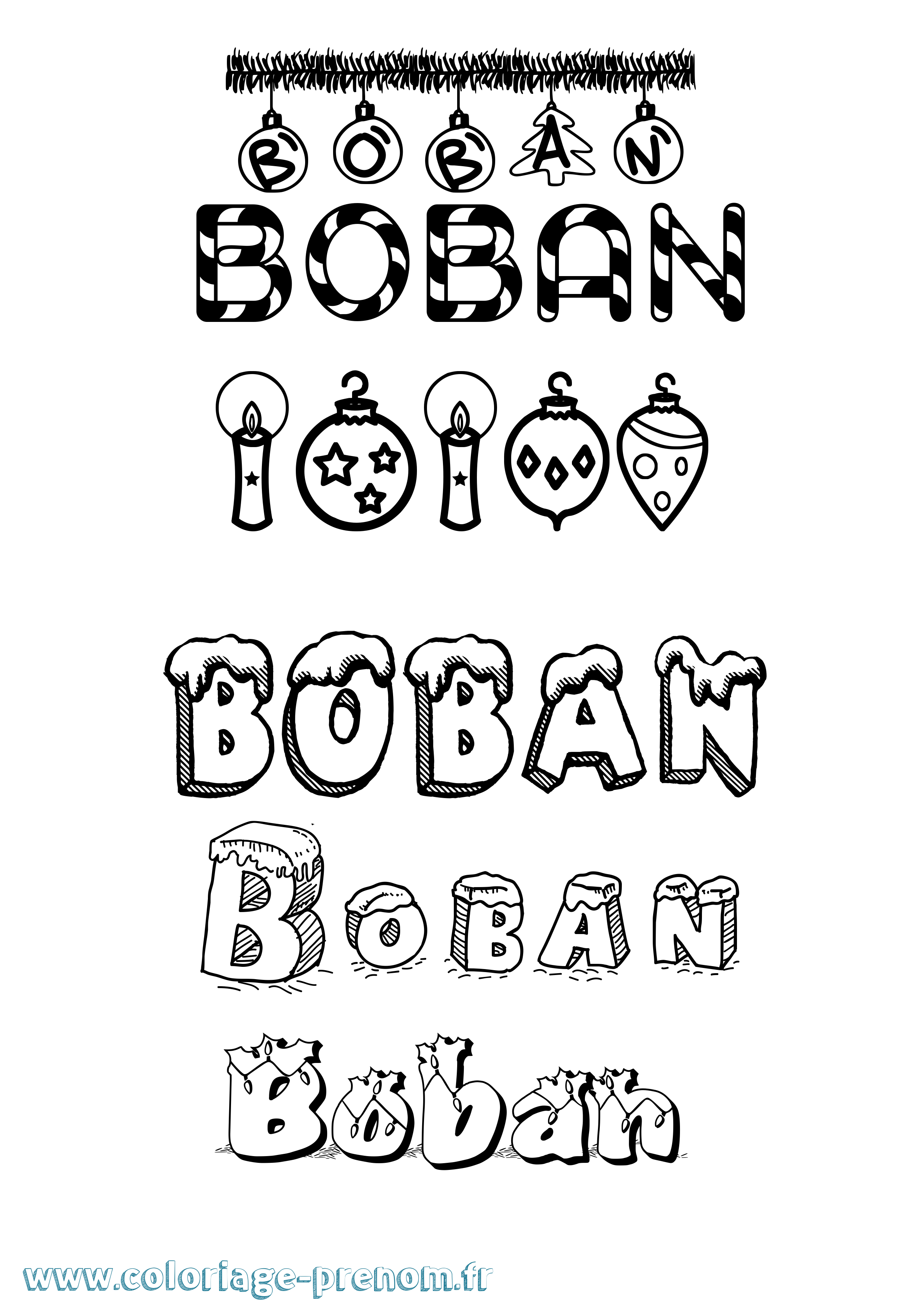 Coloriage Boban Noël Coloriage prénom Boban Noël