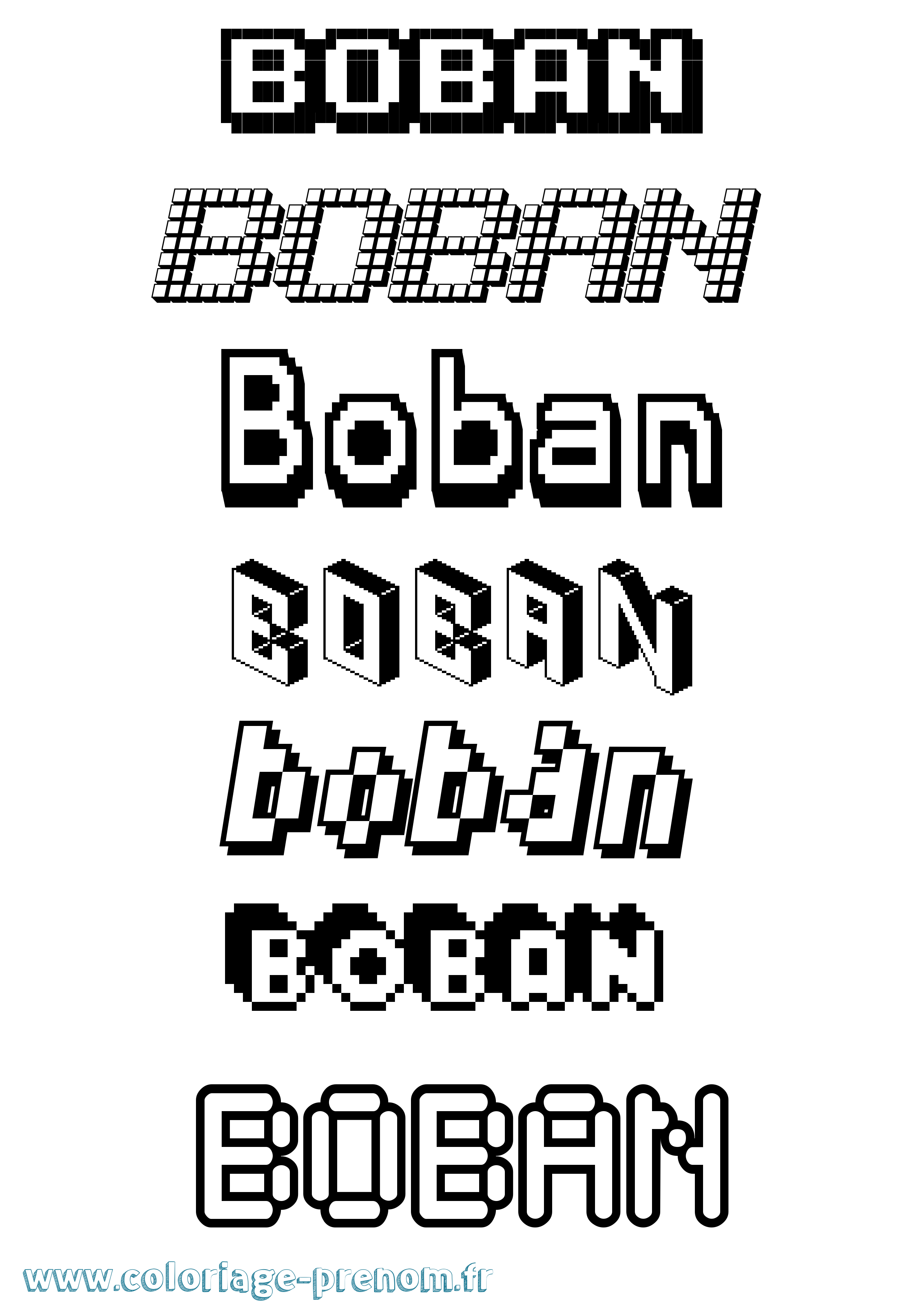 Coloriage Boban Pixel Coloriage prénom Boban Pixel