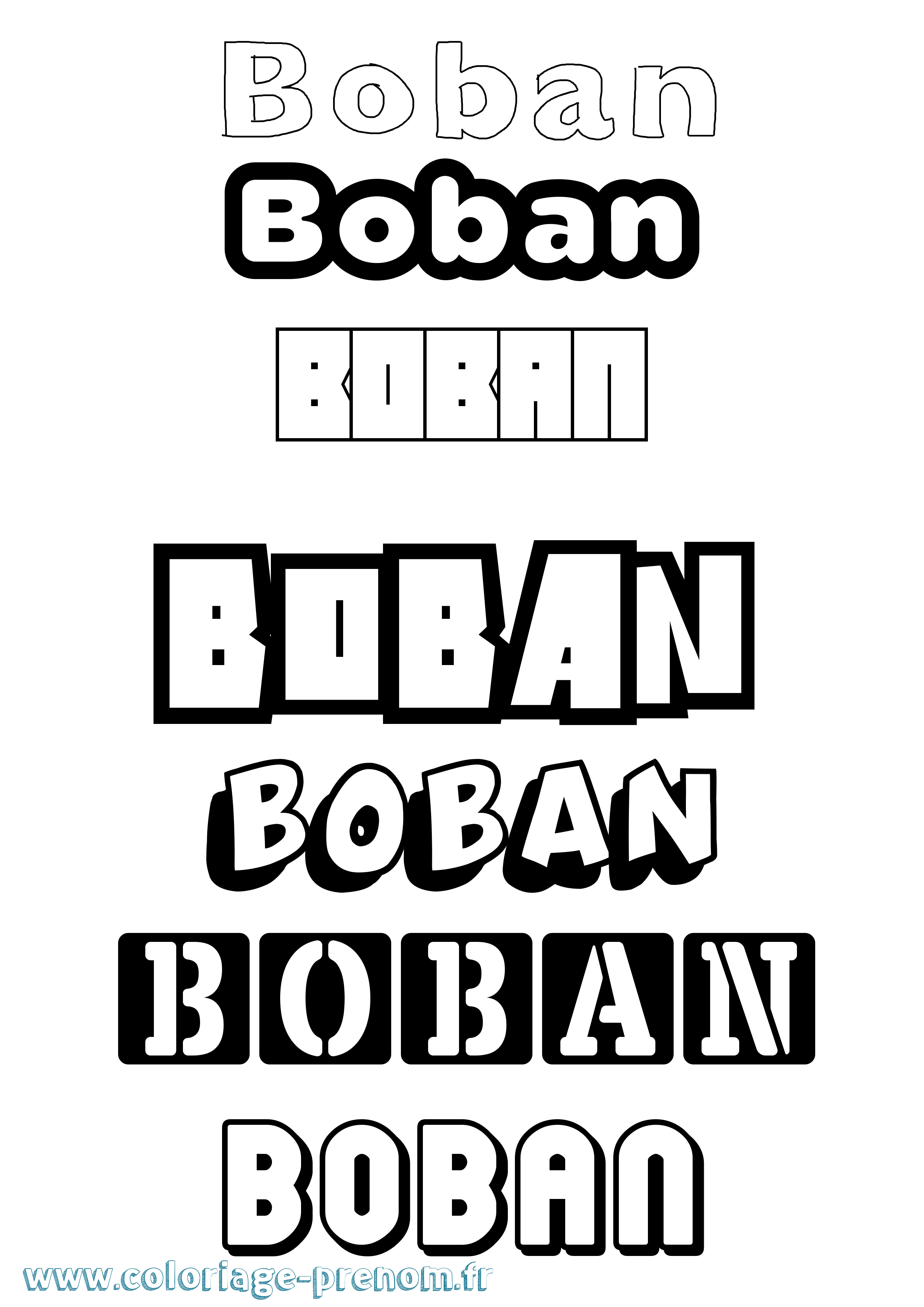 Coloriage Boban Simple Coloriage prénom Boban Simple