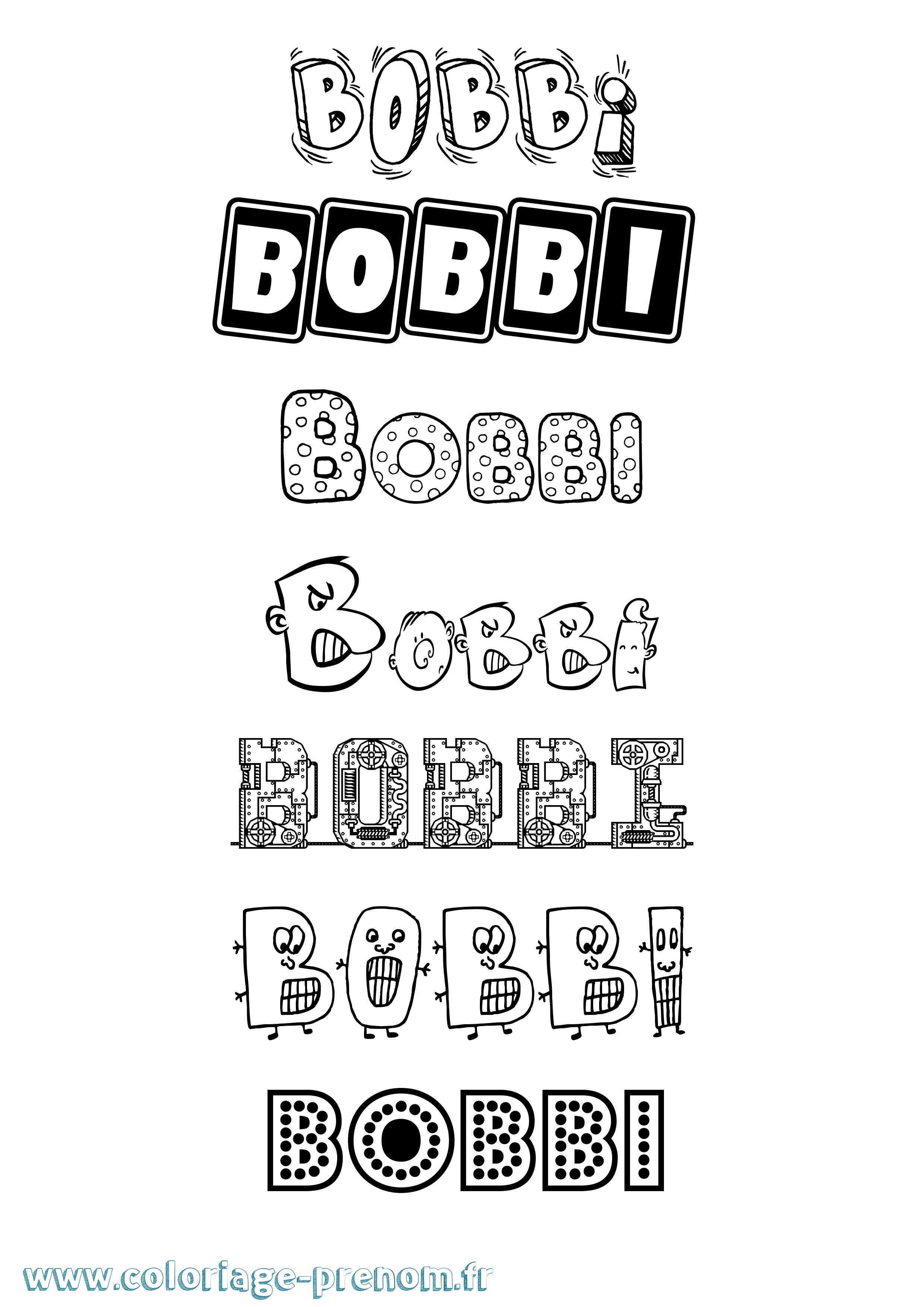 Coloriage Bobbi Fun Coloriage prénom Bobbi Fun