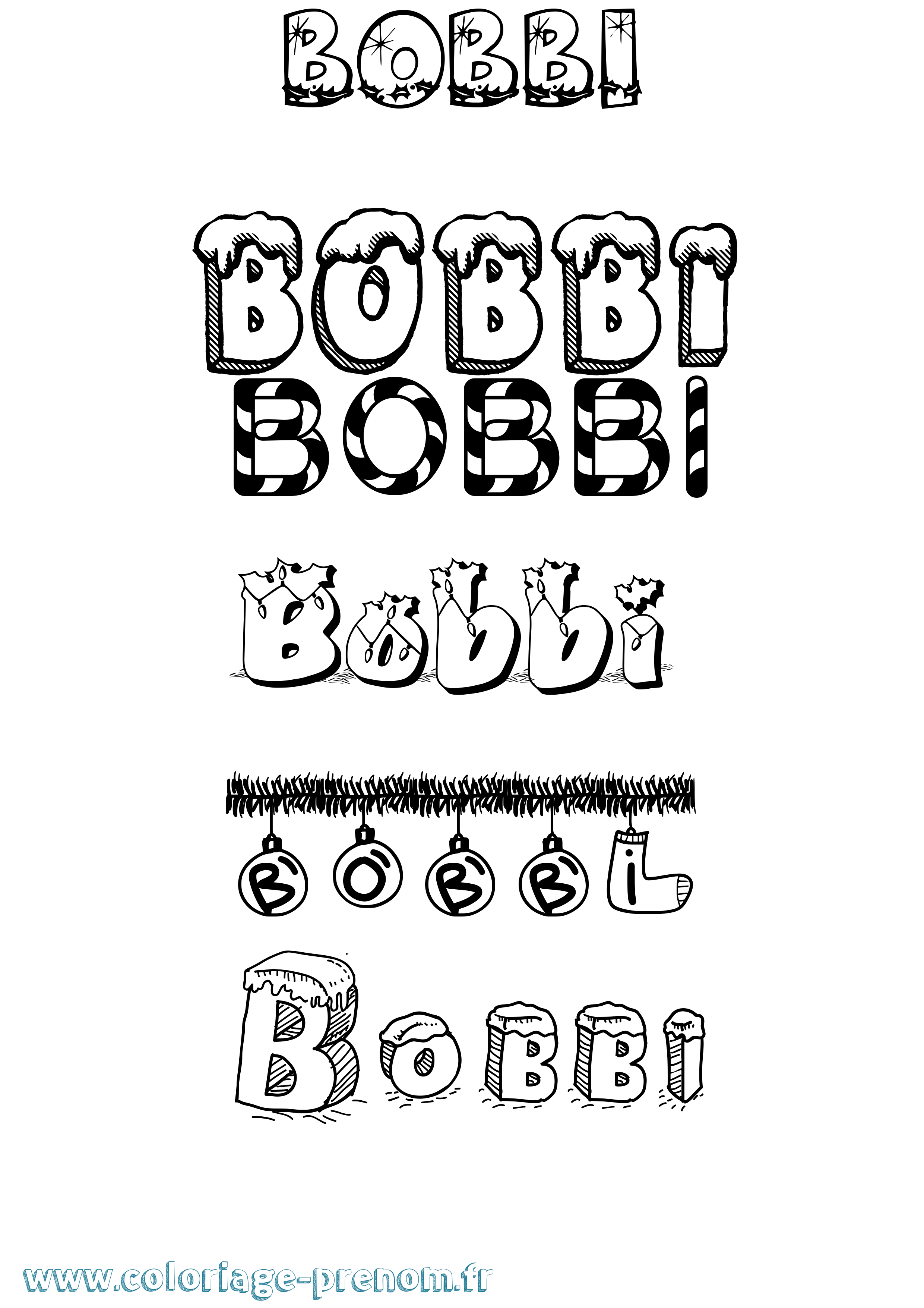 Coloriage Bobbi Noël Coloriage prénom Bobbi Noël