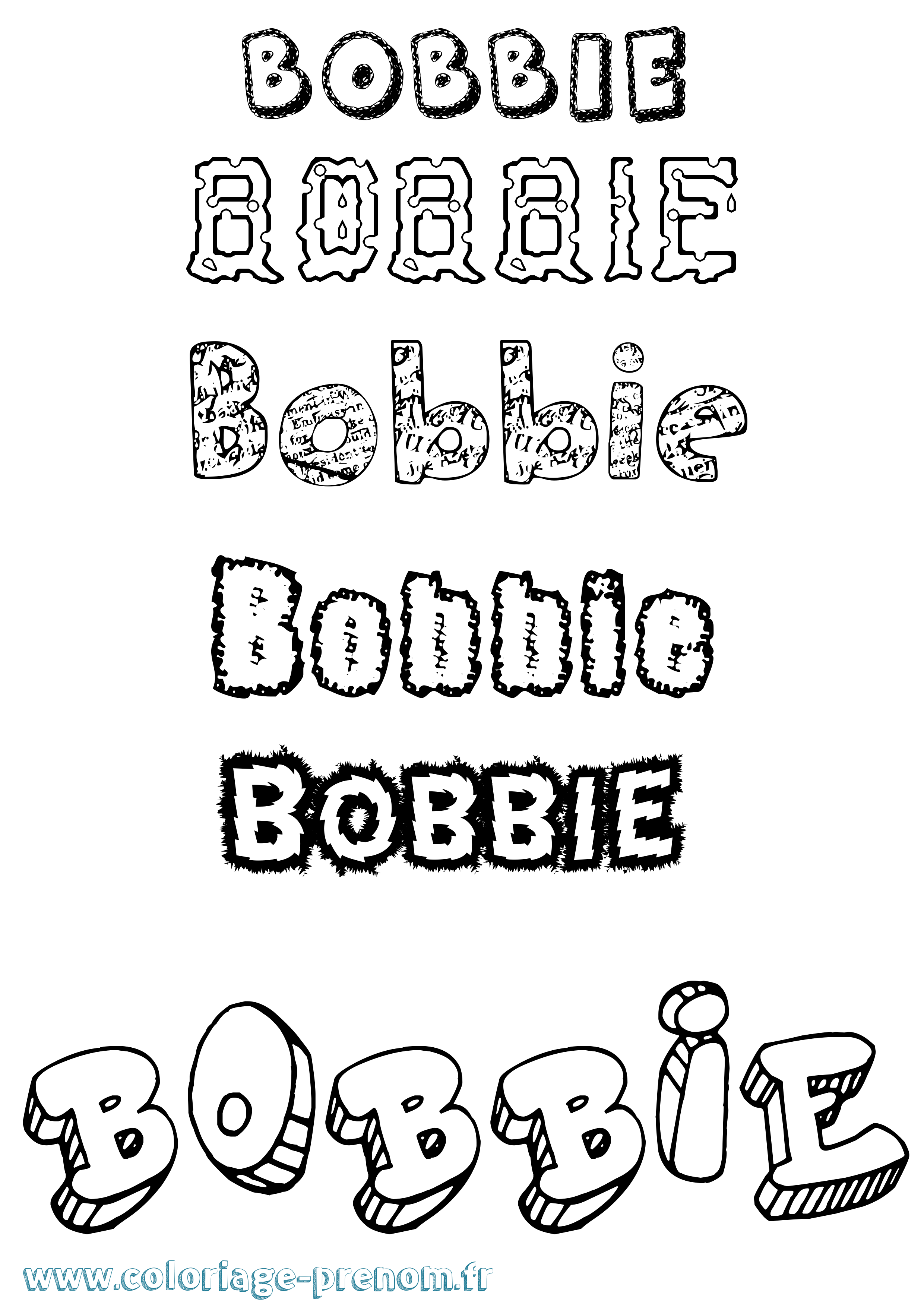 Coloriage Bobbie Destructuré Coloriage prénom Bobbie Destructuré