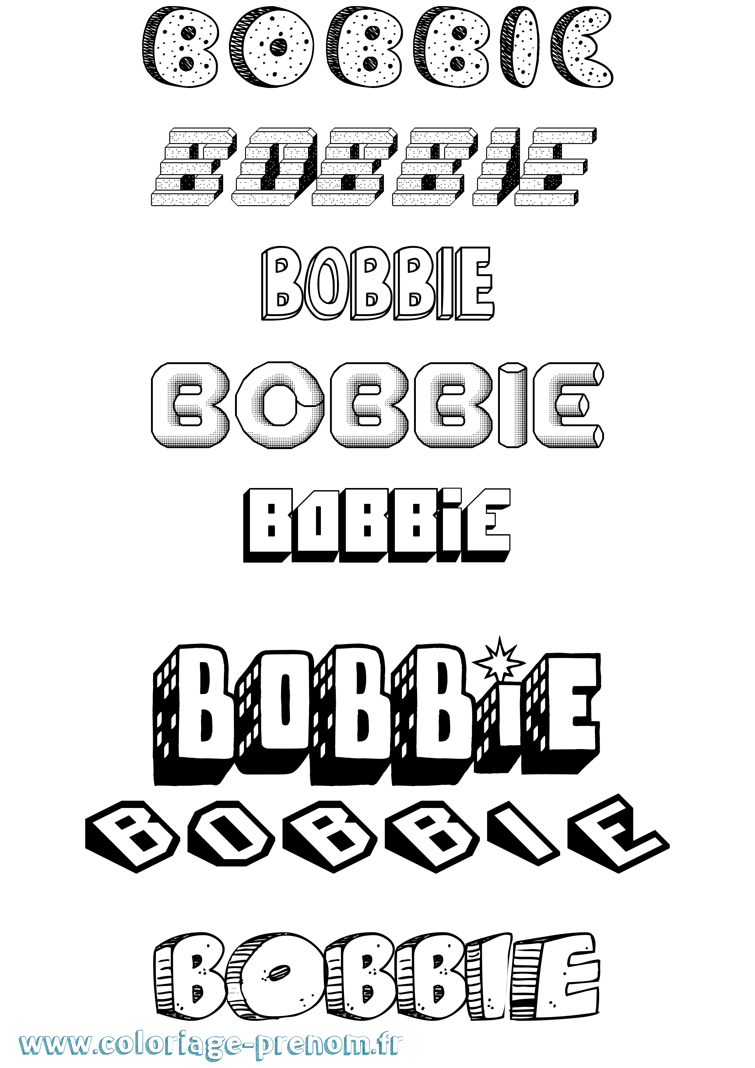 Coloriage Bobbie Effet 3D Coloriage prénom Bobbie Effet 3D