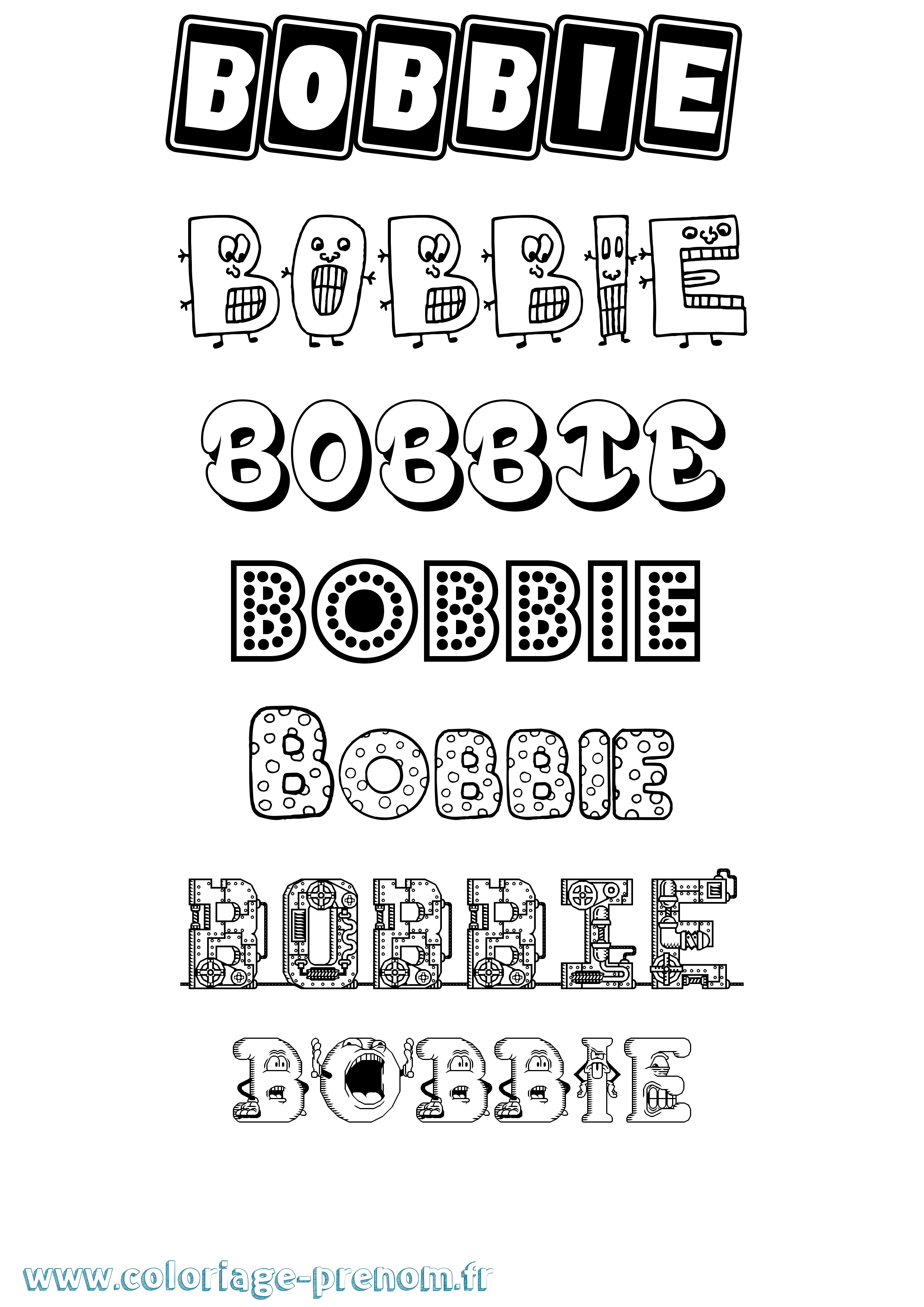 Coloriage Bobbie Fun Coloriage prénom Bobbie Fun