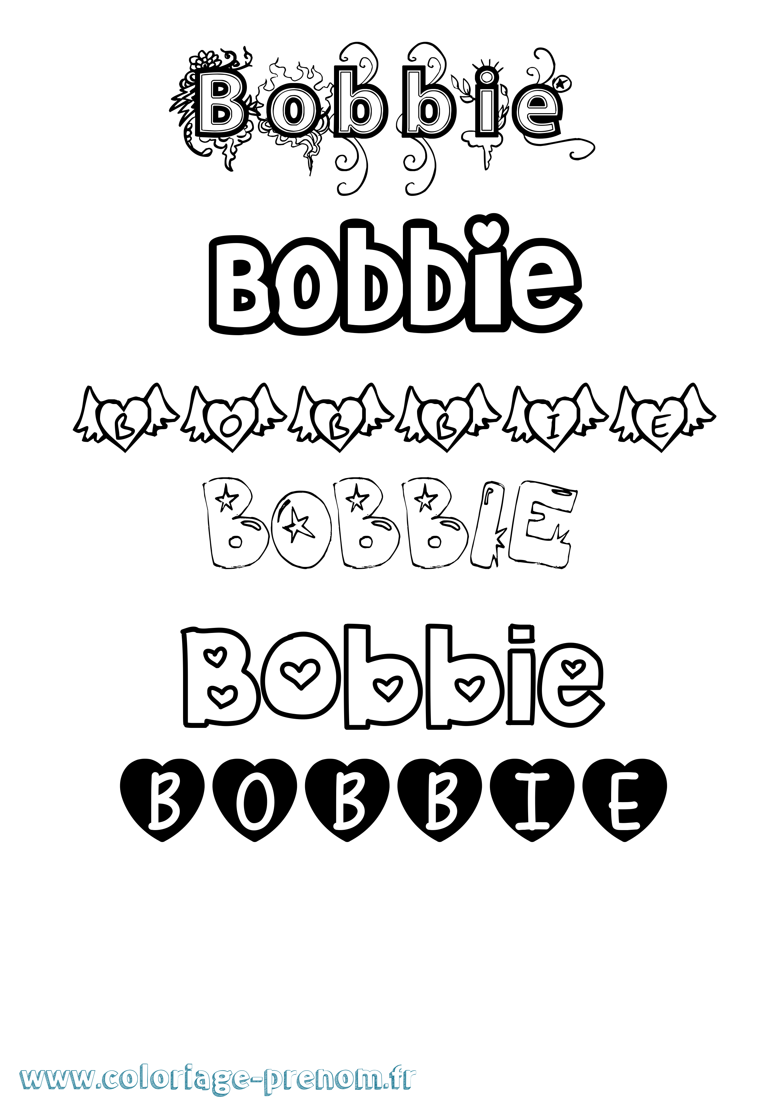 Coloriage Bobbie Girly Coloriage prénom Bobbie Girly