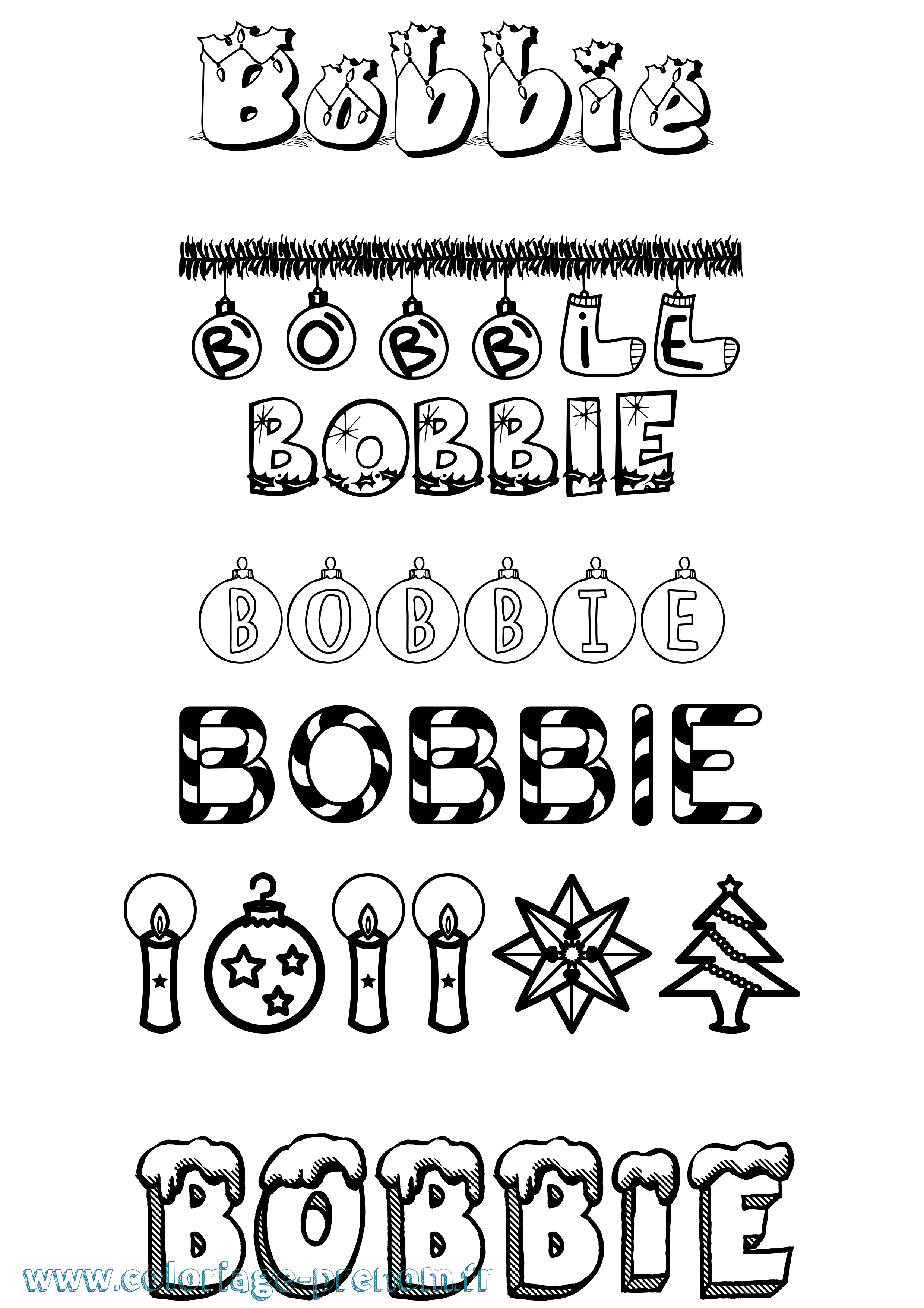 Coloriage Bobbie Noël Coloriage prénom Bobbie Noël