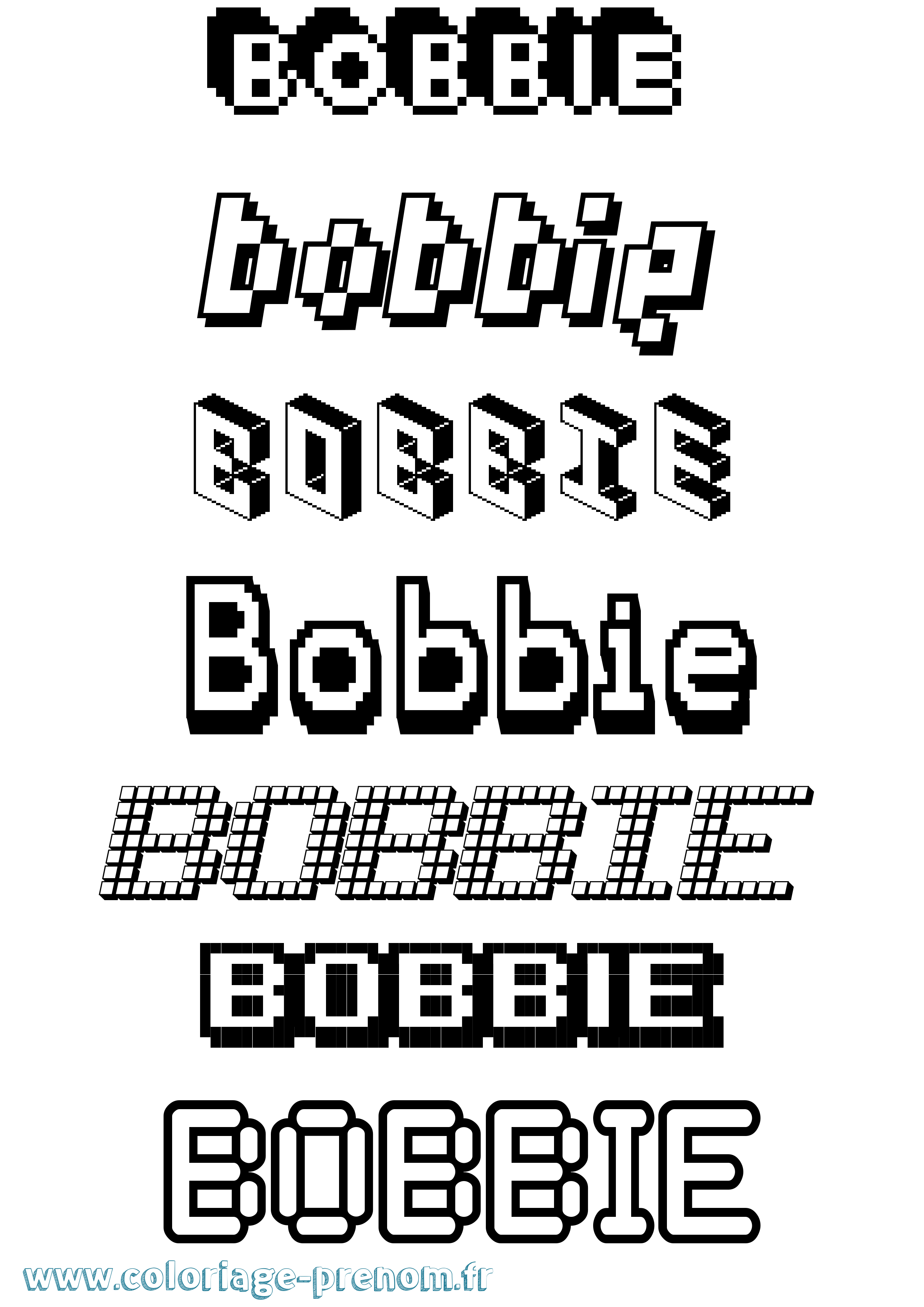 Coloriage Bobbie Pixel Coloriage prénom Bobbie Pixel
