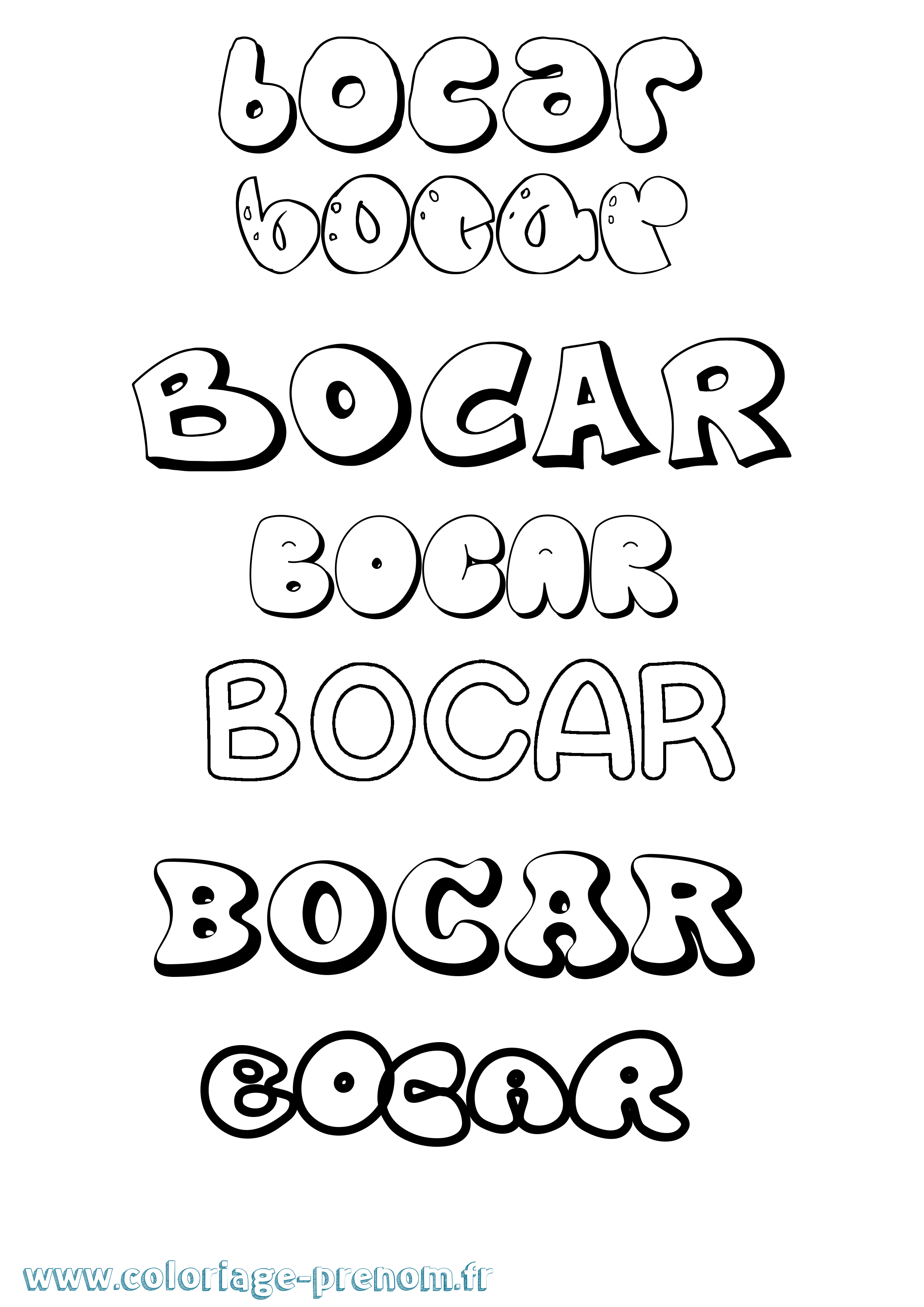 Coloriage Bocar Bubble Coloriage prénom Bocar Bubble