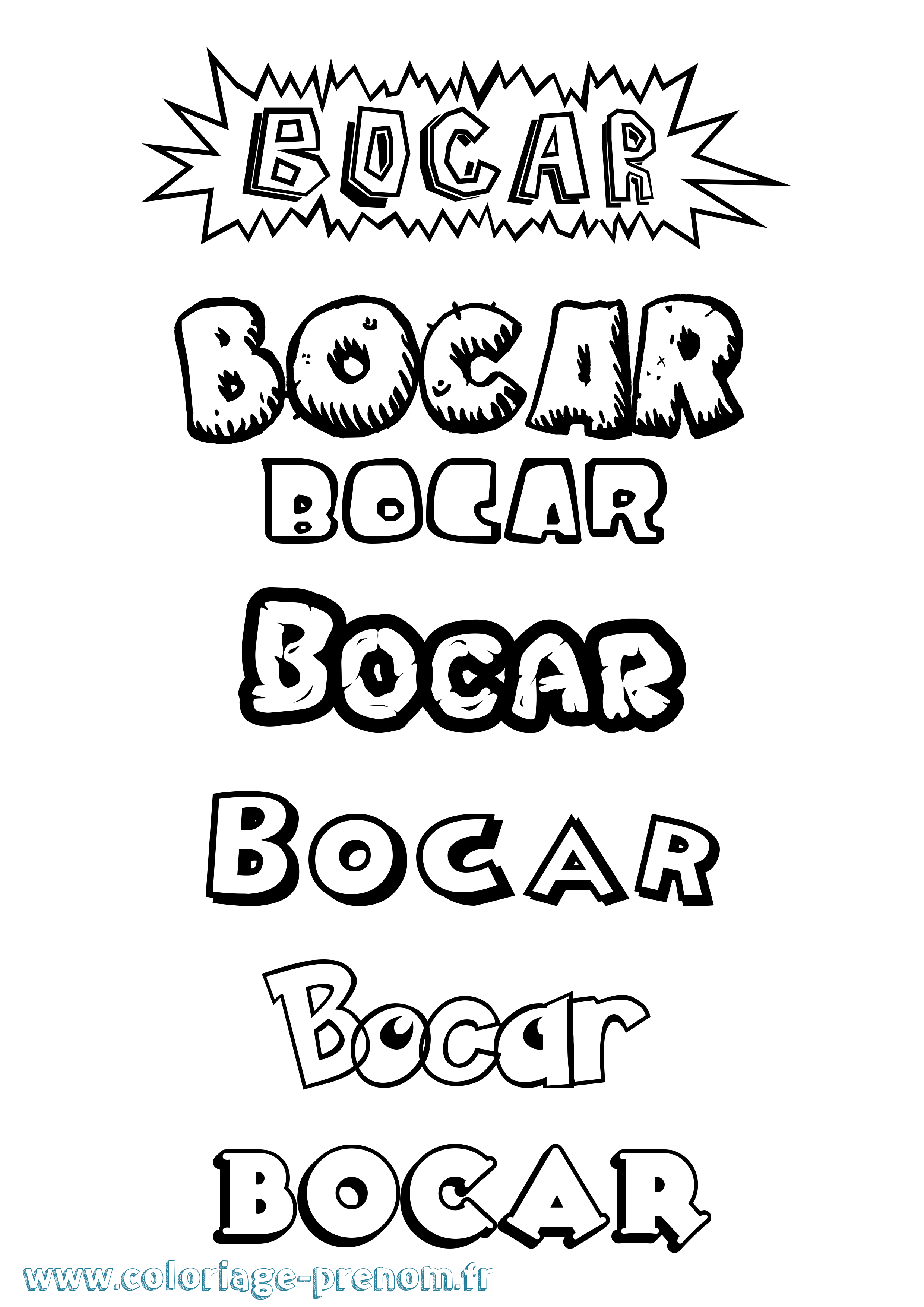 Coloriage Bocar Dessin Animé Coloriage prénom Bocar Dessin Animé