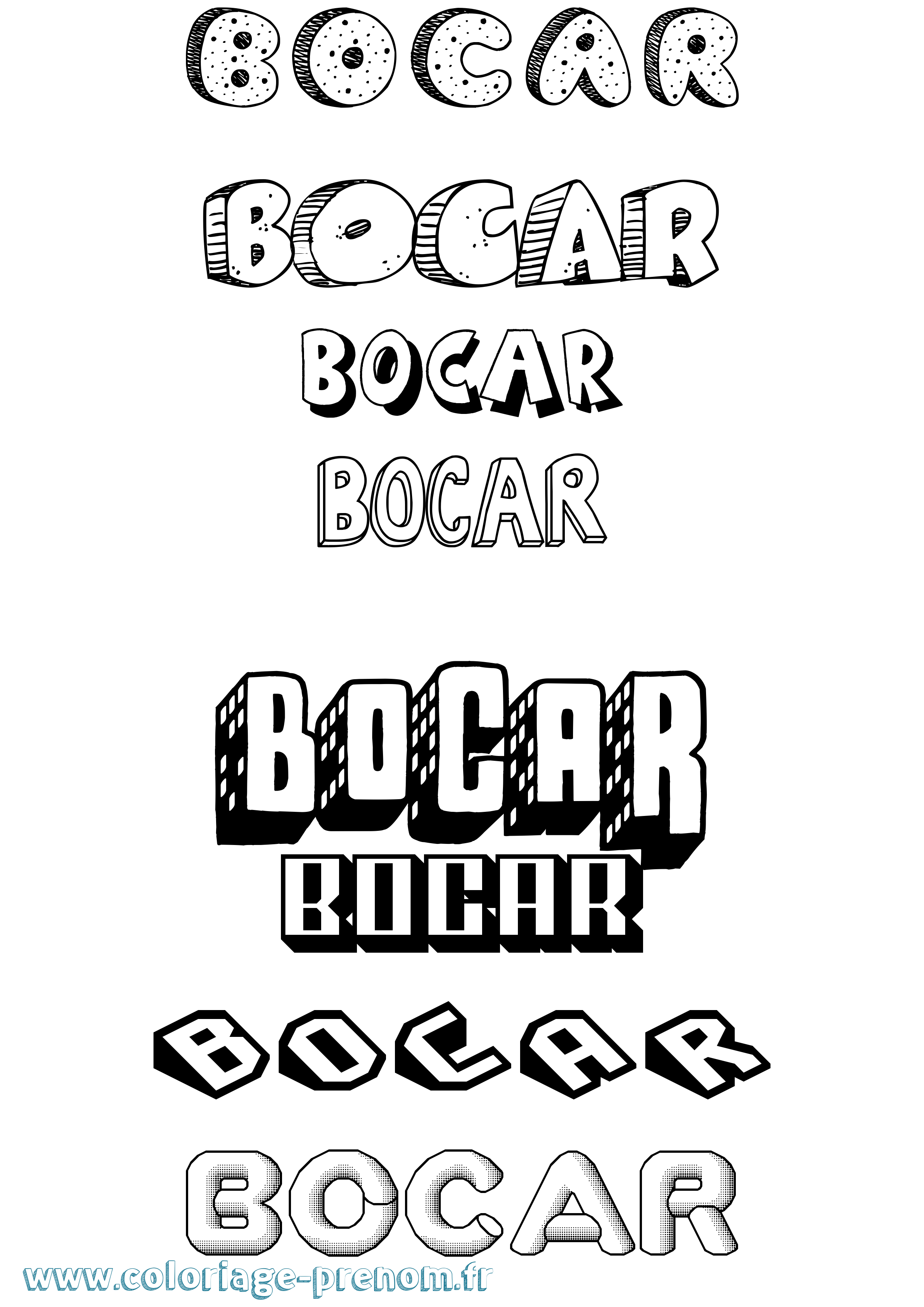Coloriage Bocar Effet 3D Coloriage prénom Bocar Effet 3D