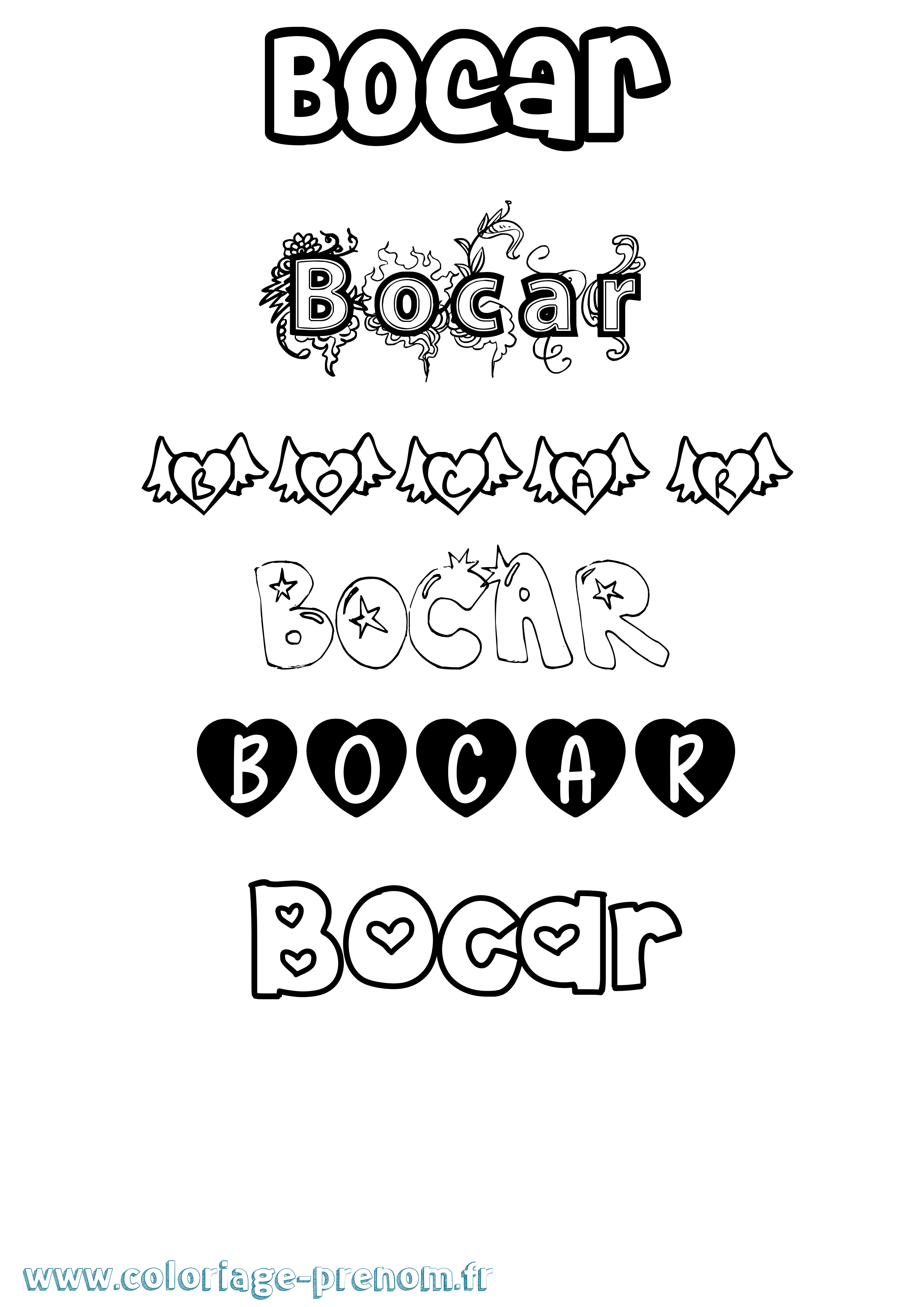 Coloriage Bocar Girly Coloriage prénom Bocar Girly