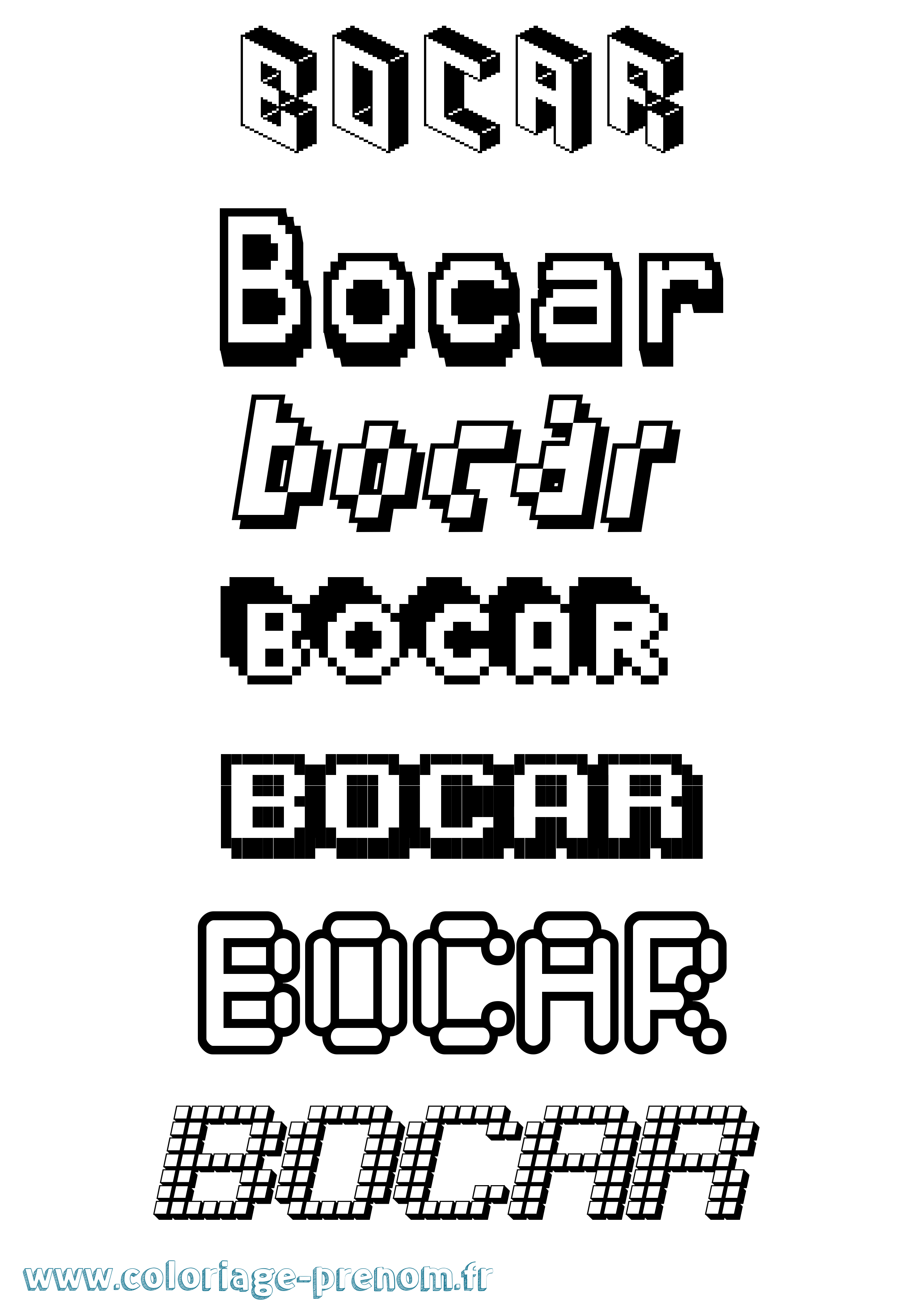 Coloriage Bocar Pixel Coloriage prénom Bocar Pixel