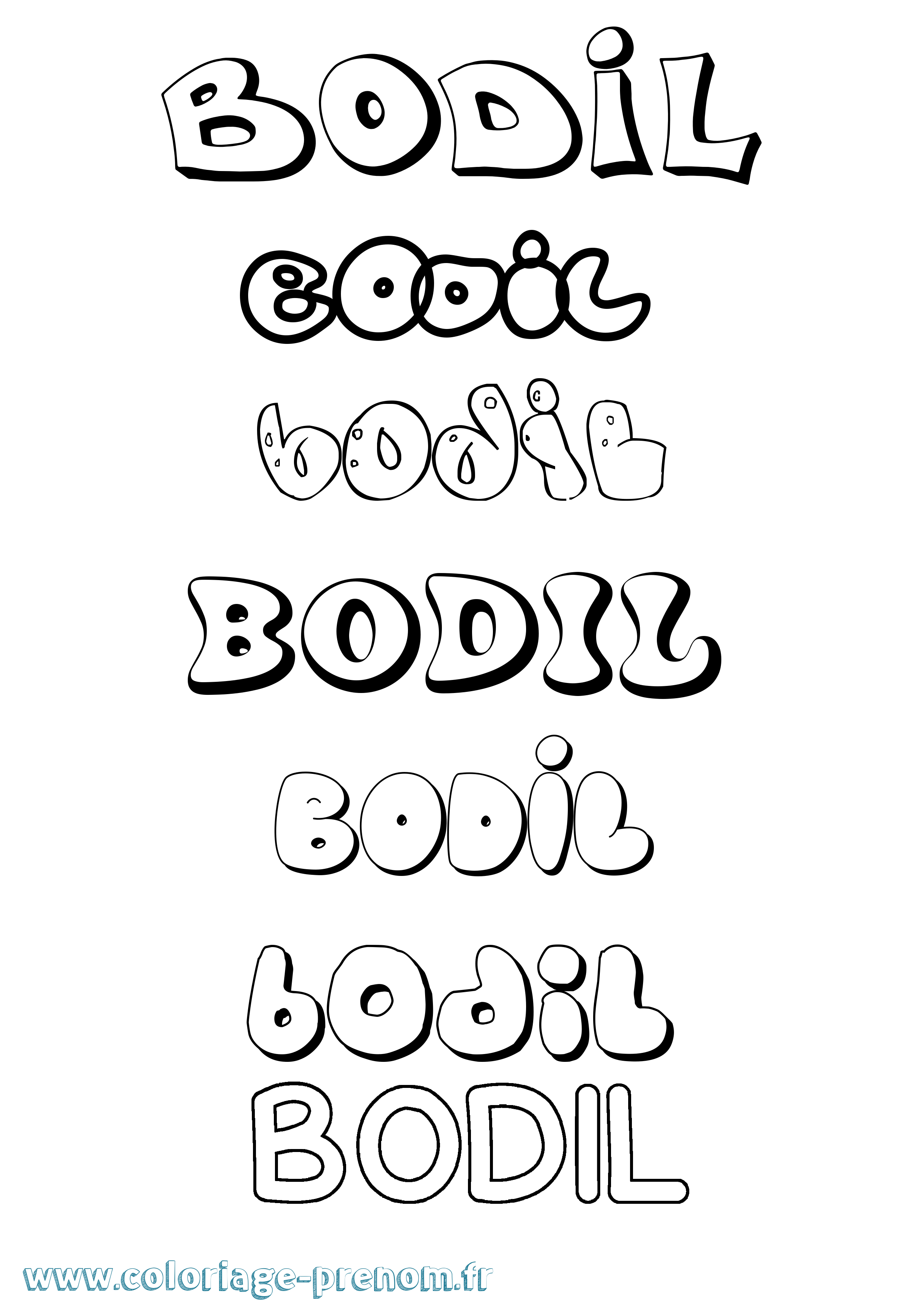 Coloriage Bodil Bubble Coloriage prénom Bodil Bubble