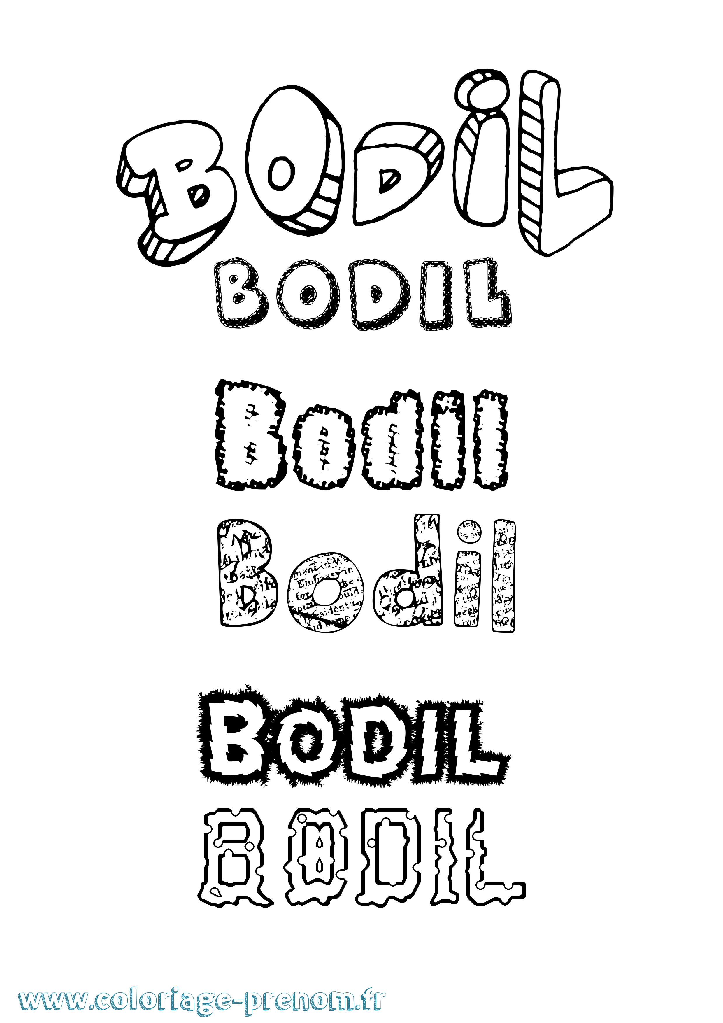 Coloriage Bodil Destructuré Coloriage prénom Bodil Destructuré