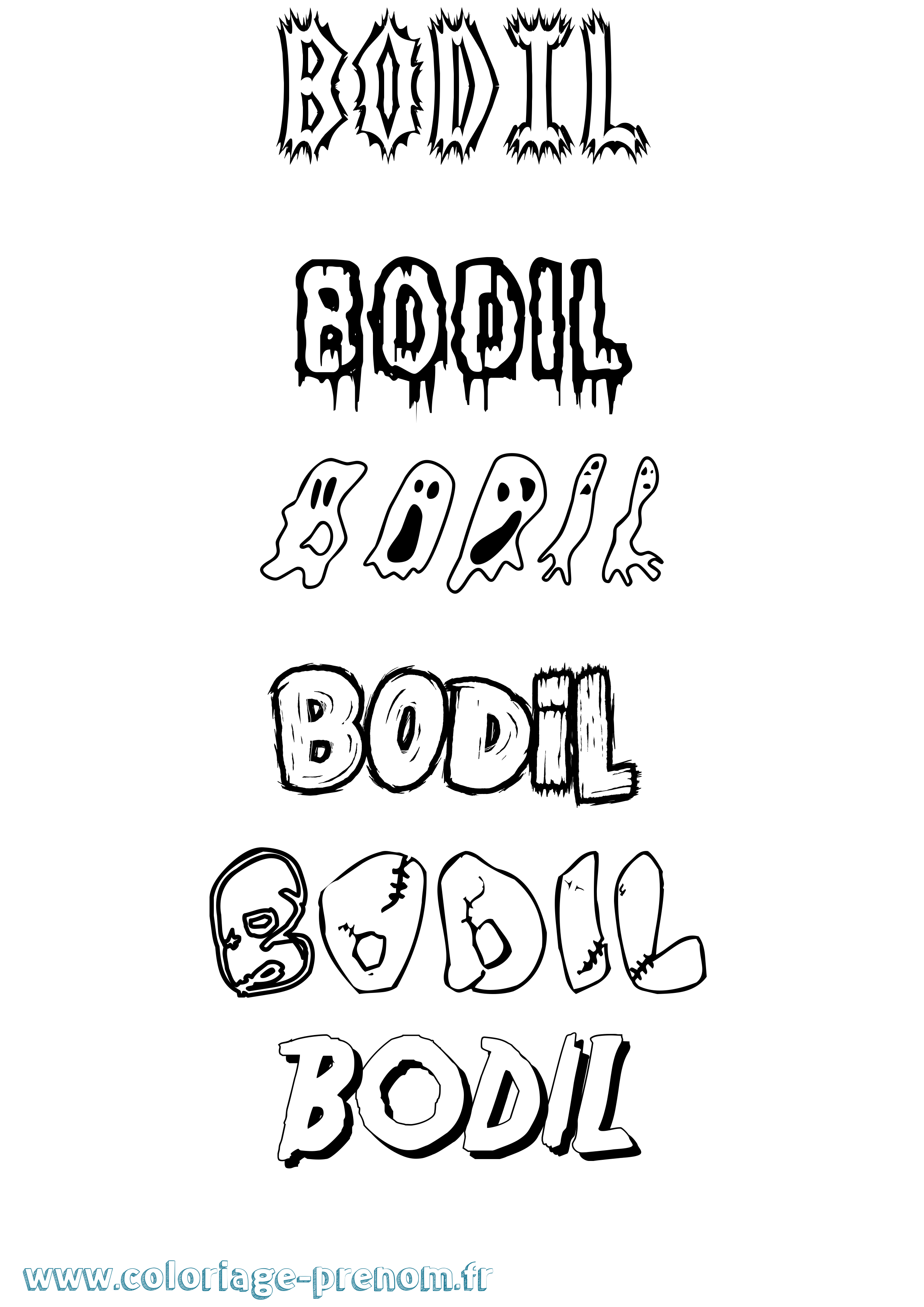 Coloriage Bodil Frisson Coloriage prénom Bodil Frisson