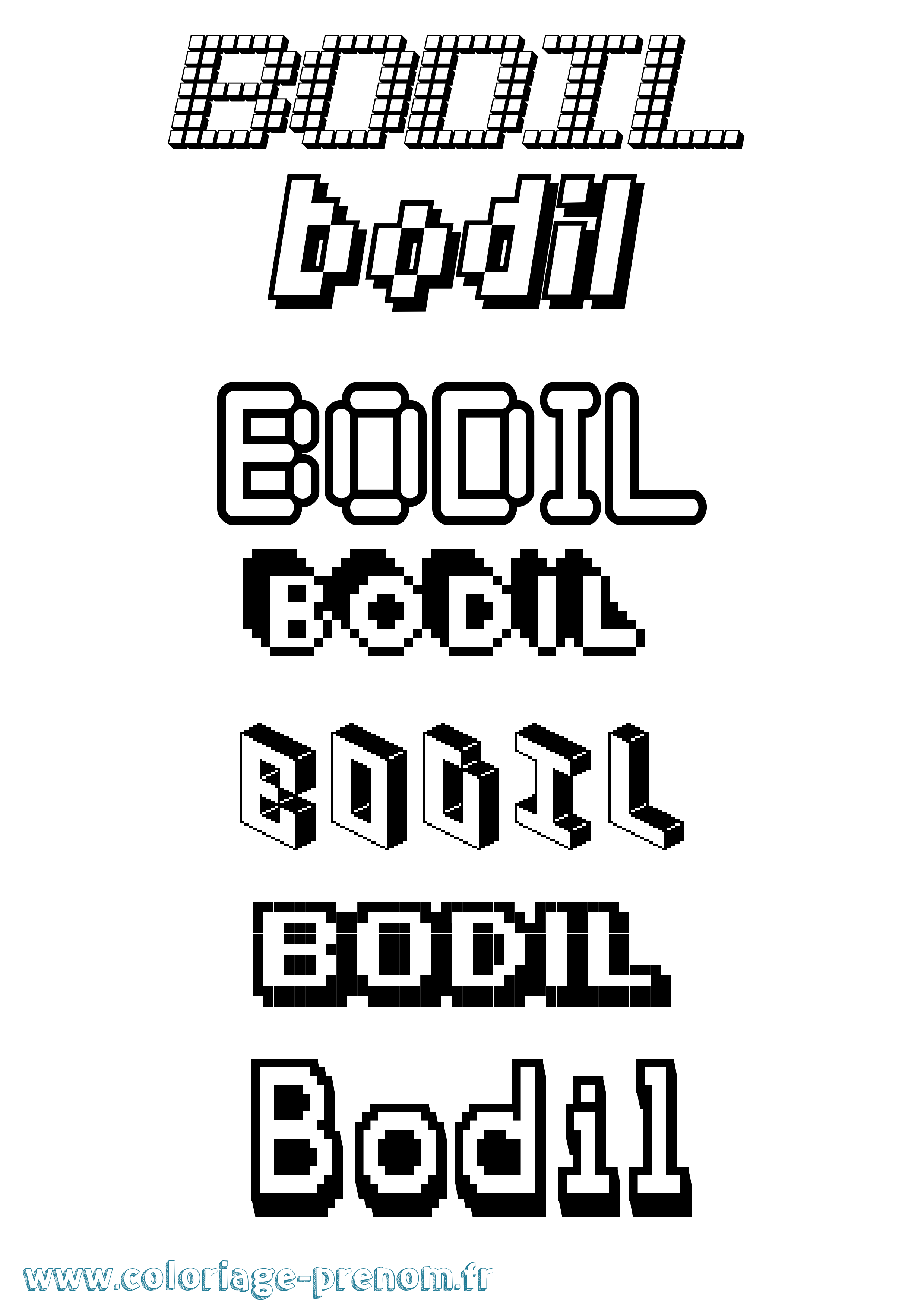 Coloriage Bodil Pixel Coloriage prénom Bodil Pixel